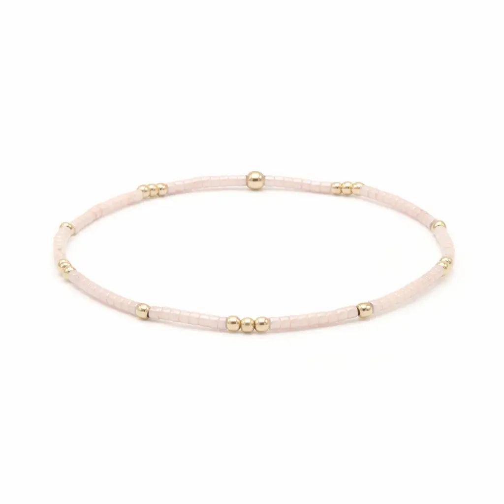 2mm Newport Palest Pink + Gold Filled Waterproof Bracelet