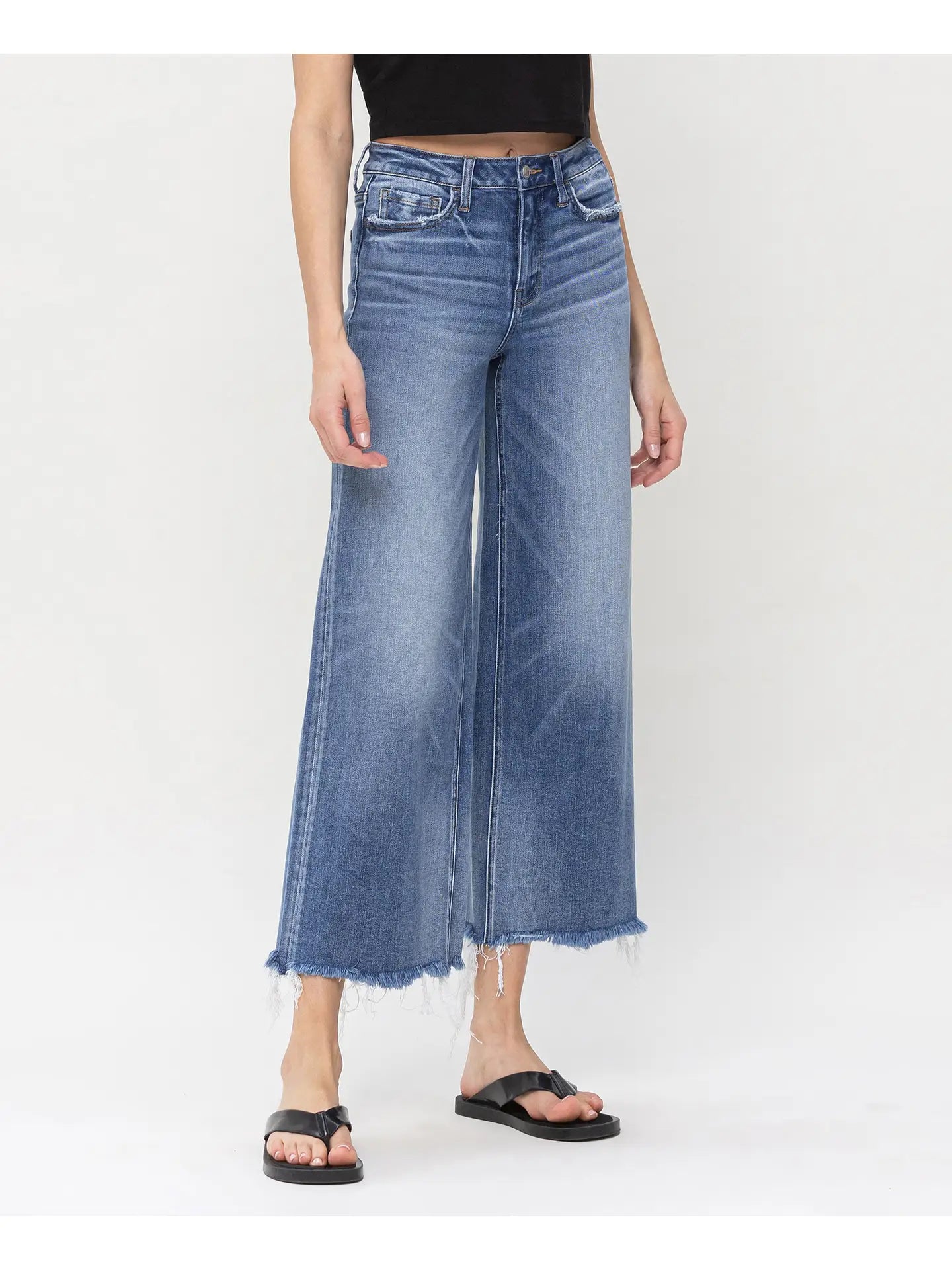 High Rise Crop Wide Leg Jeans