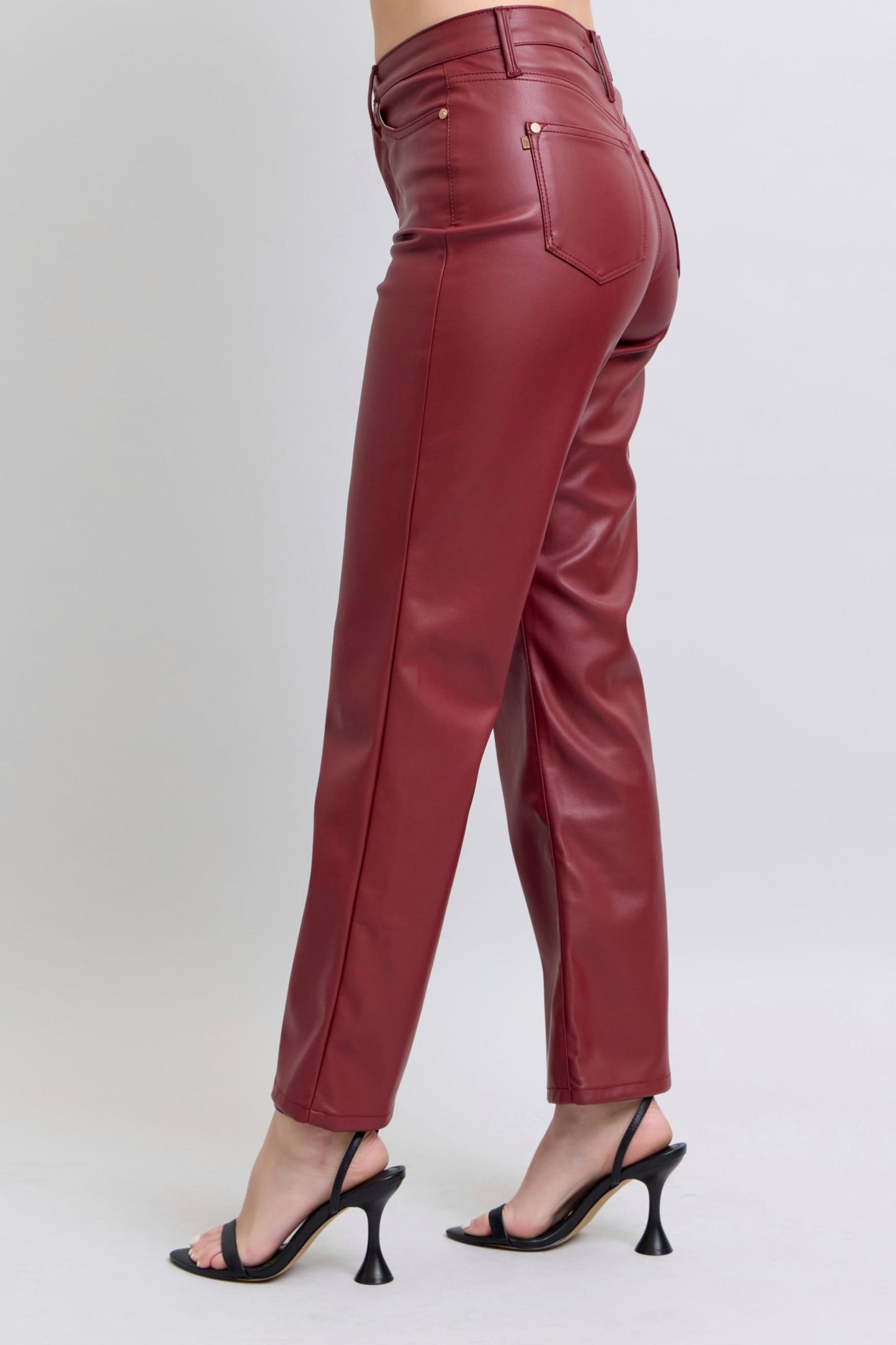Tummy Control Faux Leather Straight
