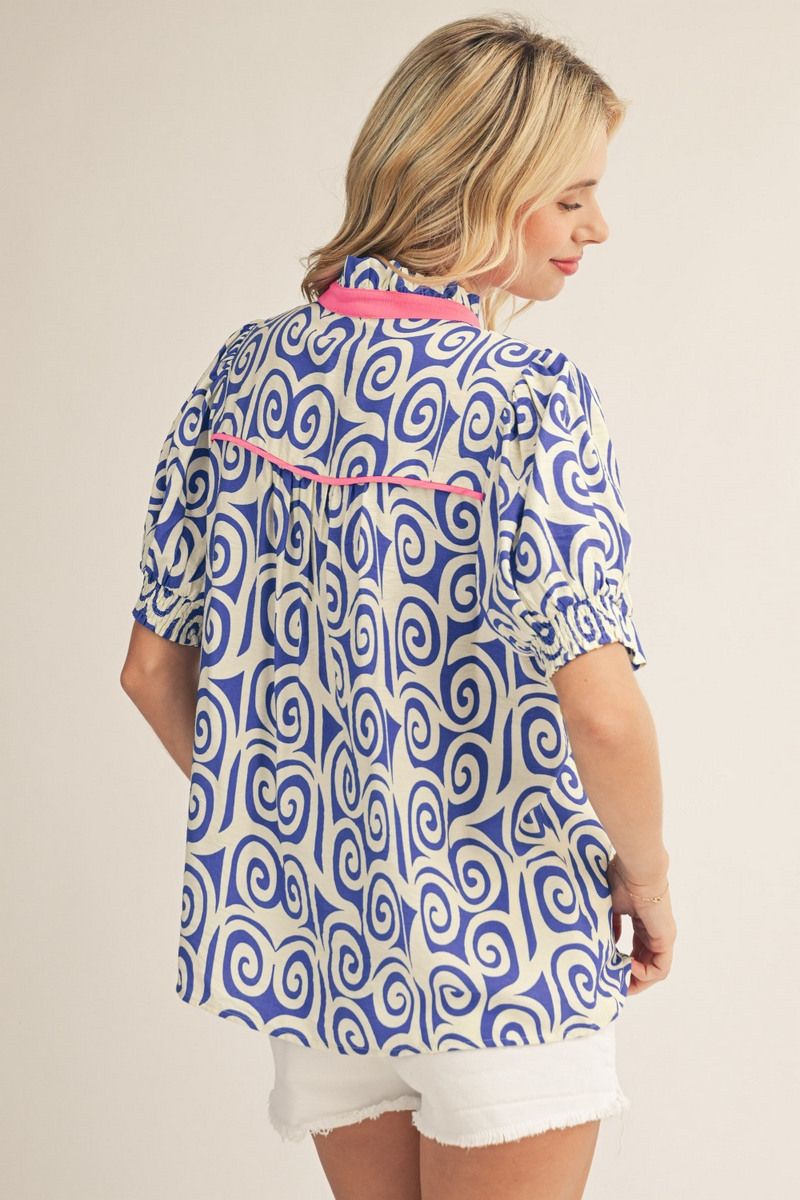 Swirl Ruffle Top