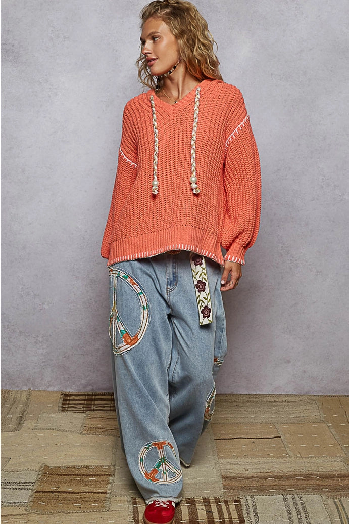 V-Neck Sweater Hoodie
