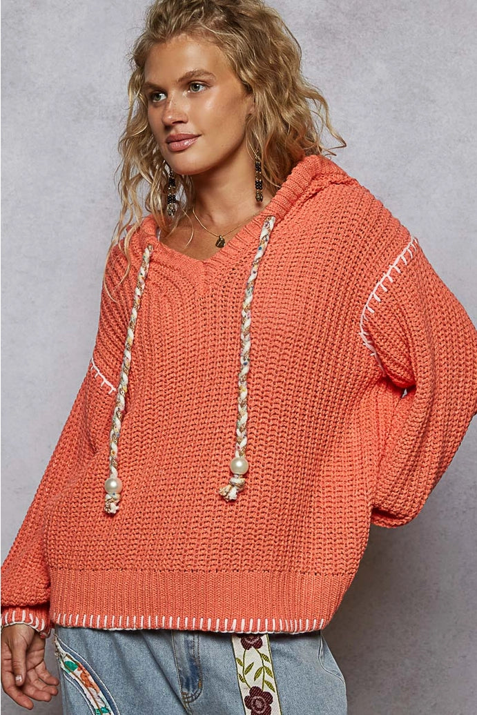 V-Neck Sweater Hoodie