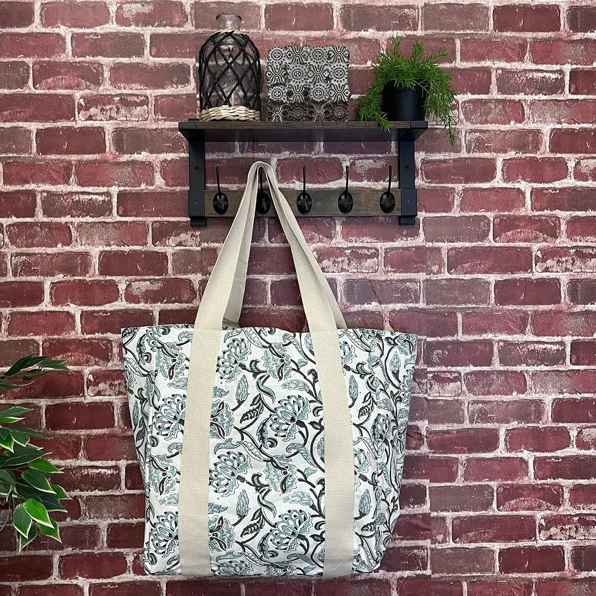 Teal Oasis Handcrafted Canvas Bag