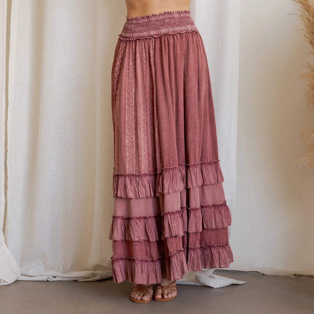 Rustic Smocked Maxi Skirt