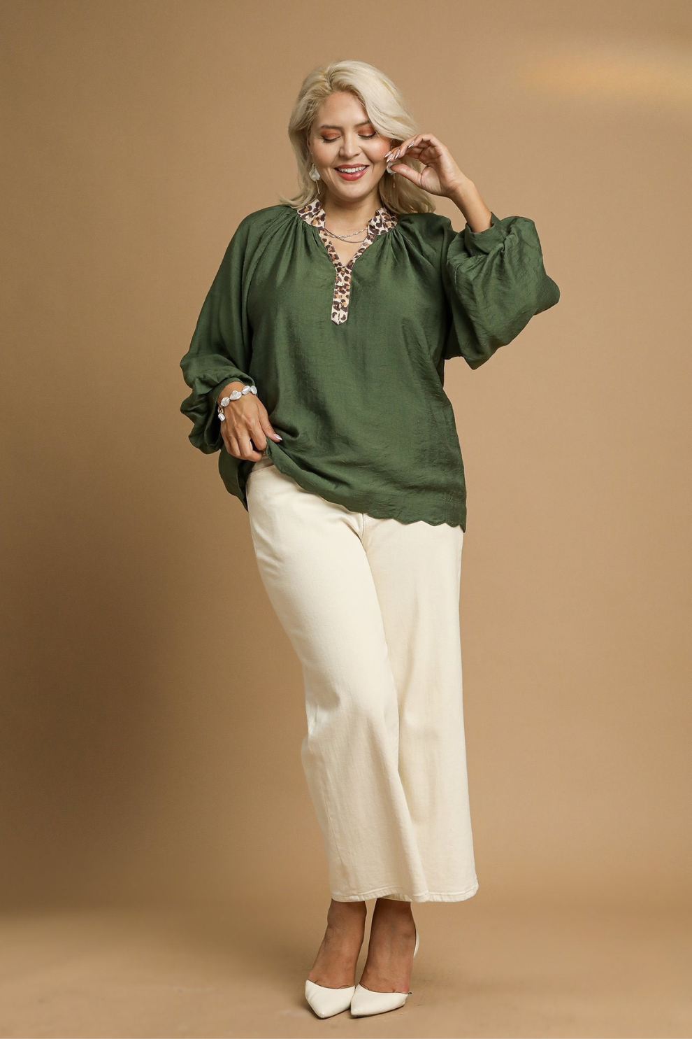 Balloon Sleeve Leopard Blouse