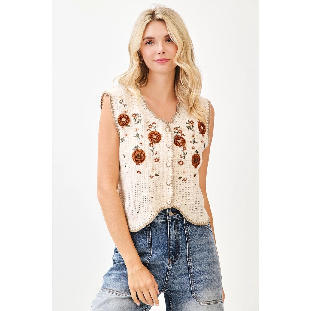 Floral Crochet Vest