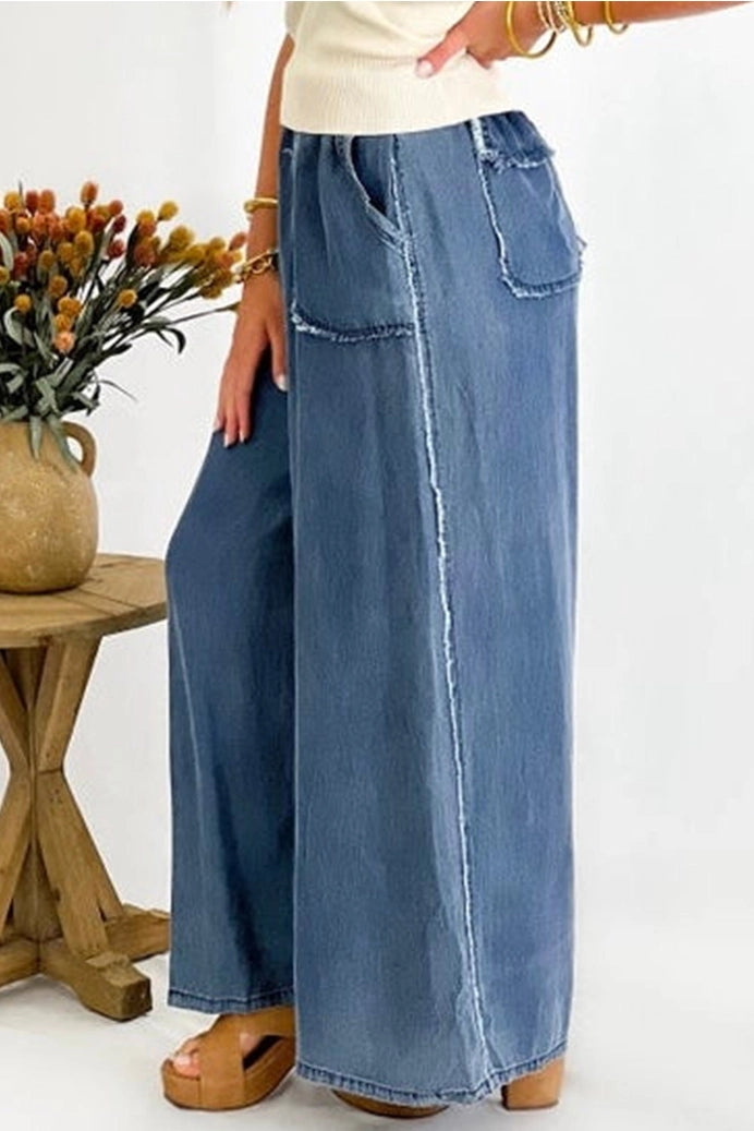 Denim Chambray Pocketed Pants