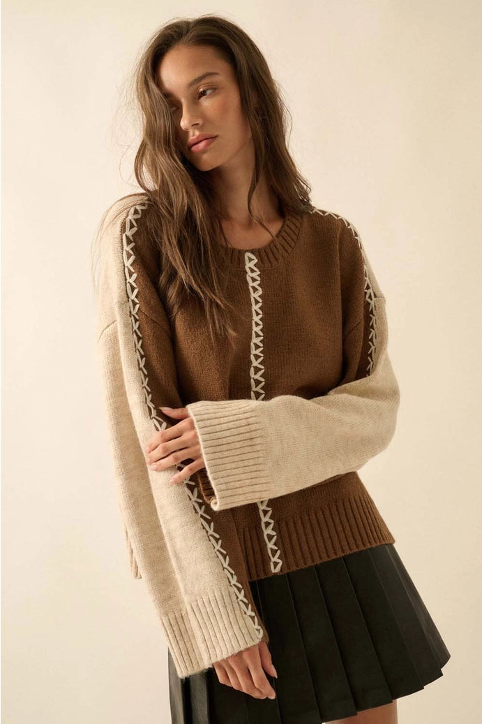 Colorblock Loose-Fit Sweater