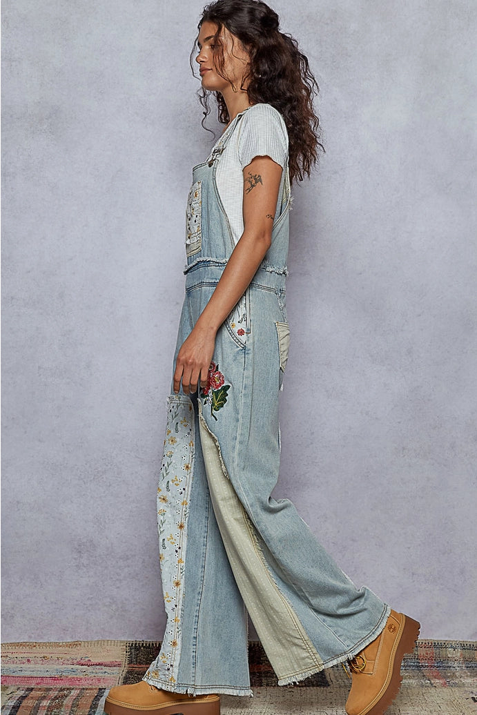 Patchwork Floral Overalls