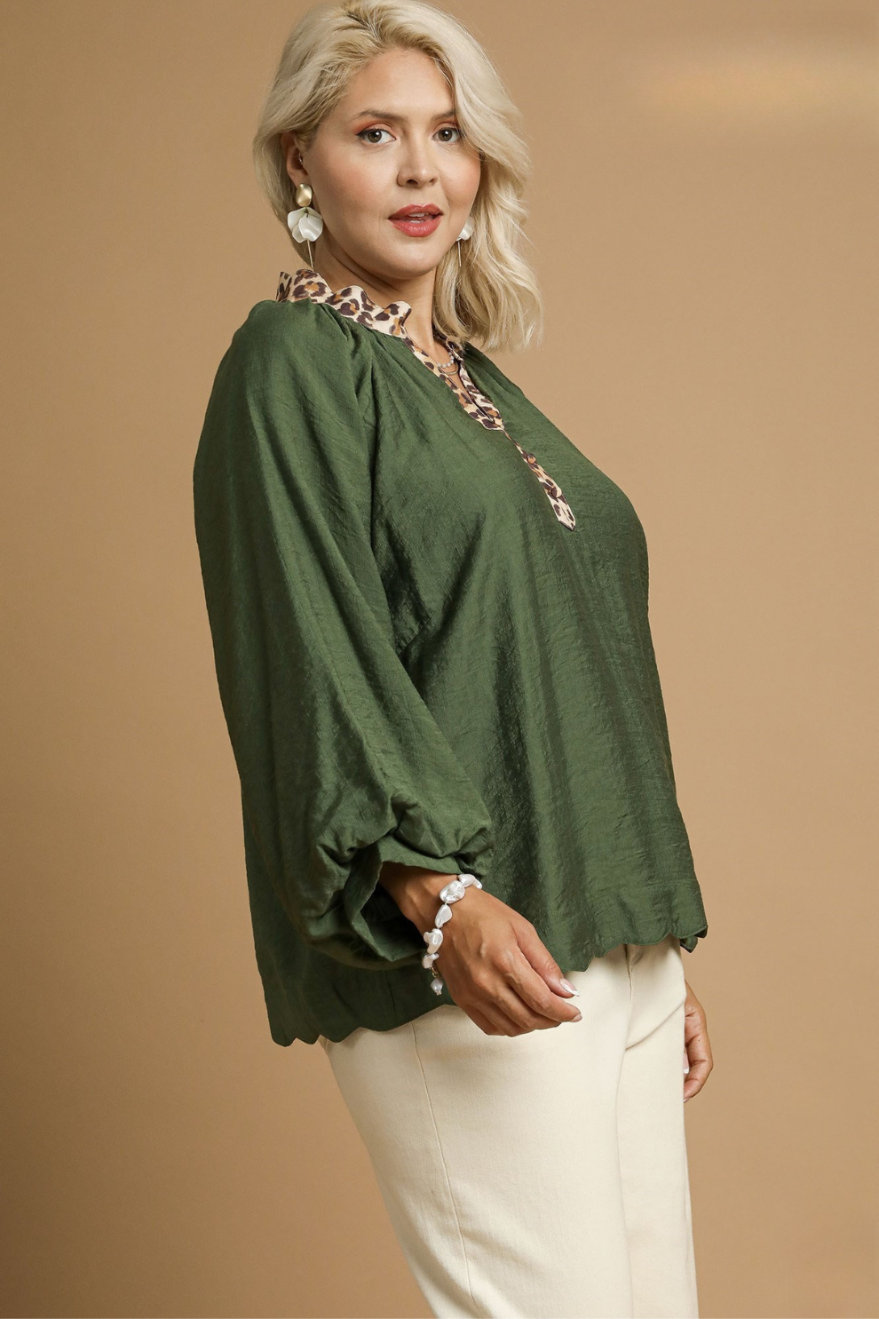 Balloon Sleeve Leopard Blouse