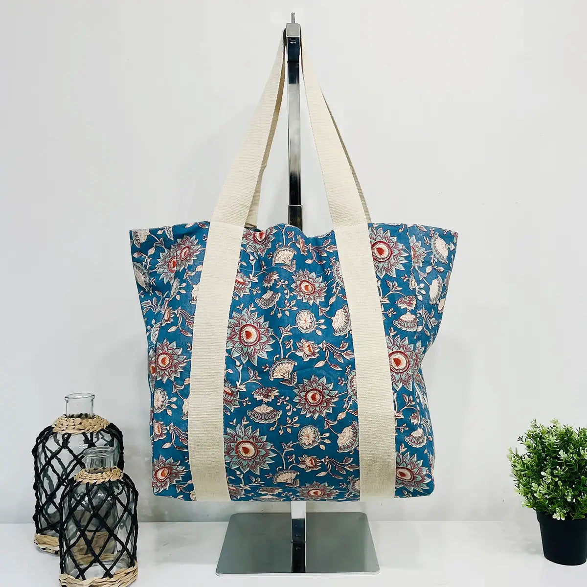 Denim Floral Handcrafted Canvas Bag