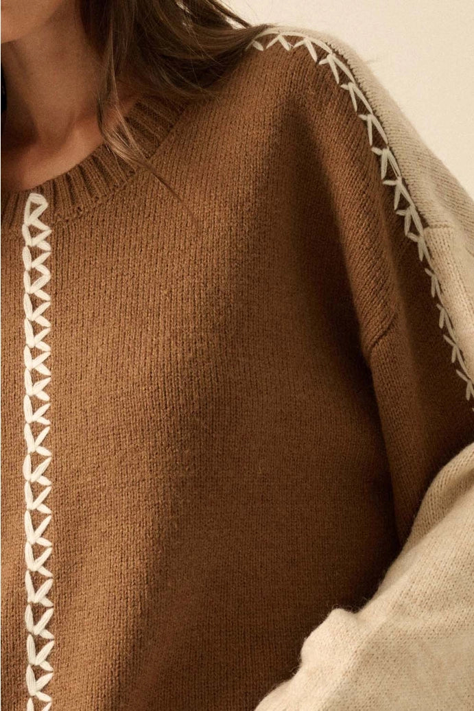 Colorblock Loose-Fit Sweater