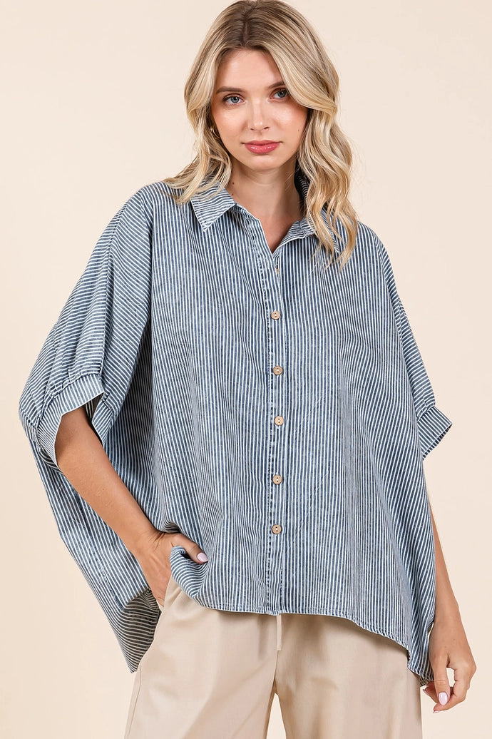 Striped Cotton Button Down