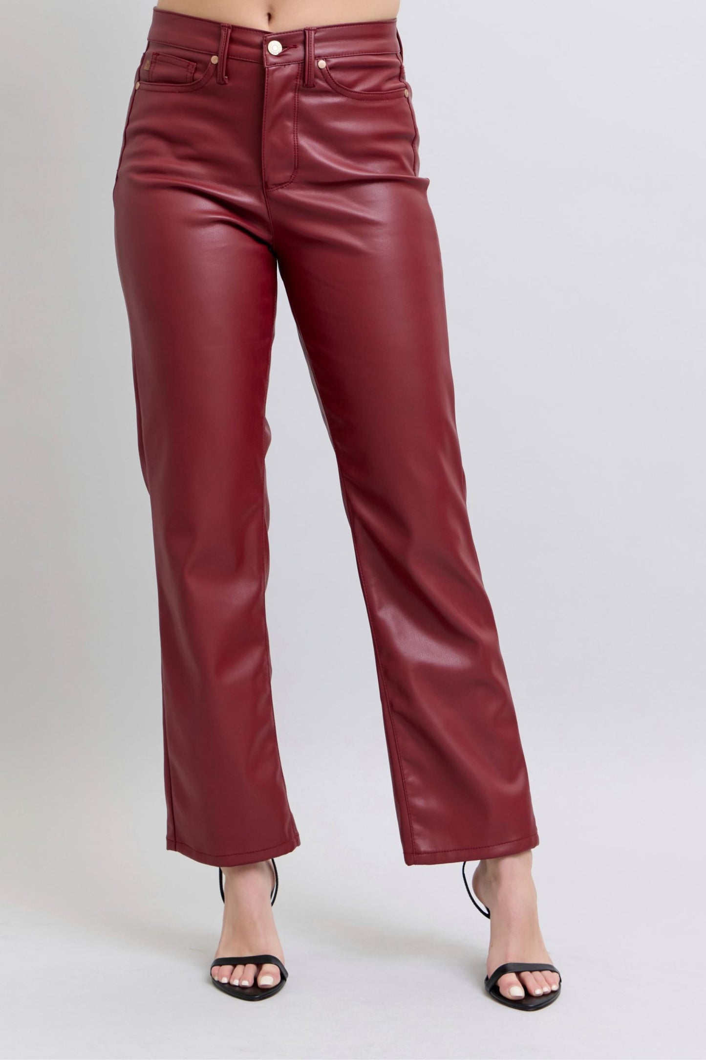 Tummy Control Faux Leather Straight