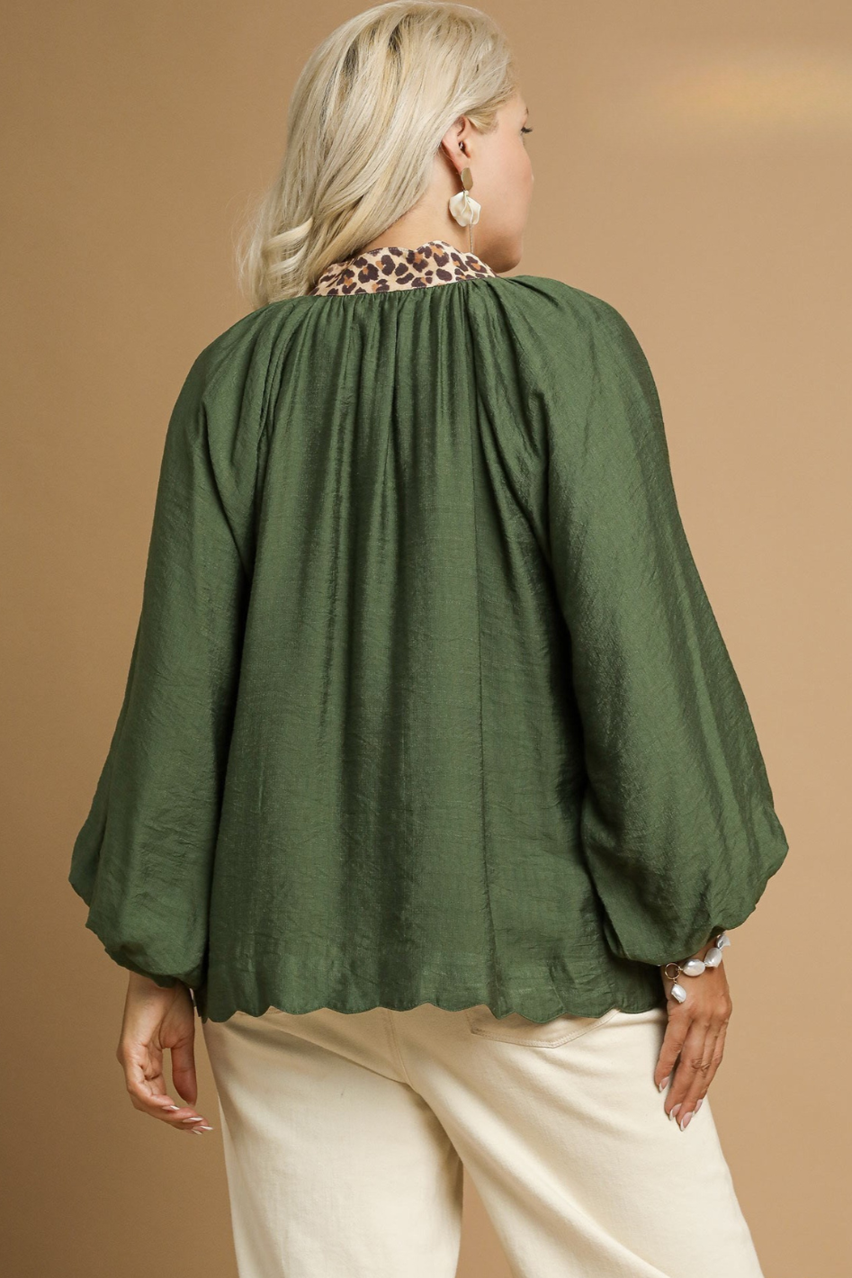 Balloon Sleeve Leopard Blouse