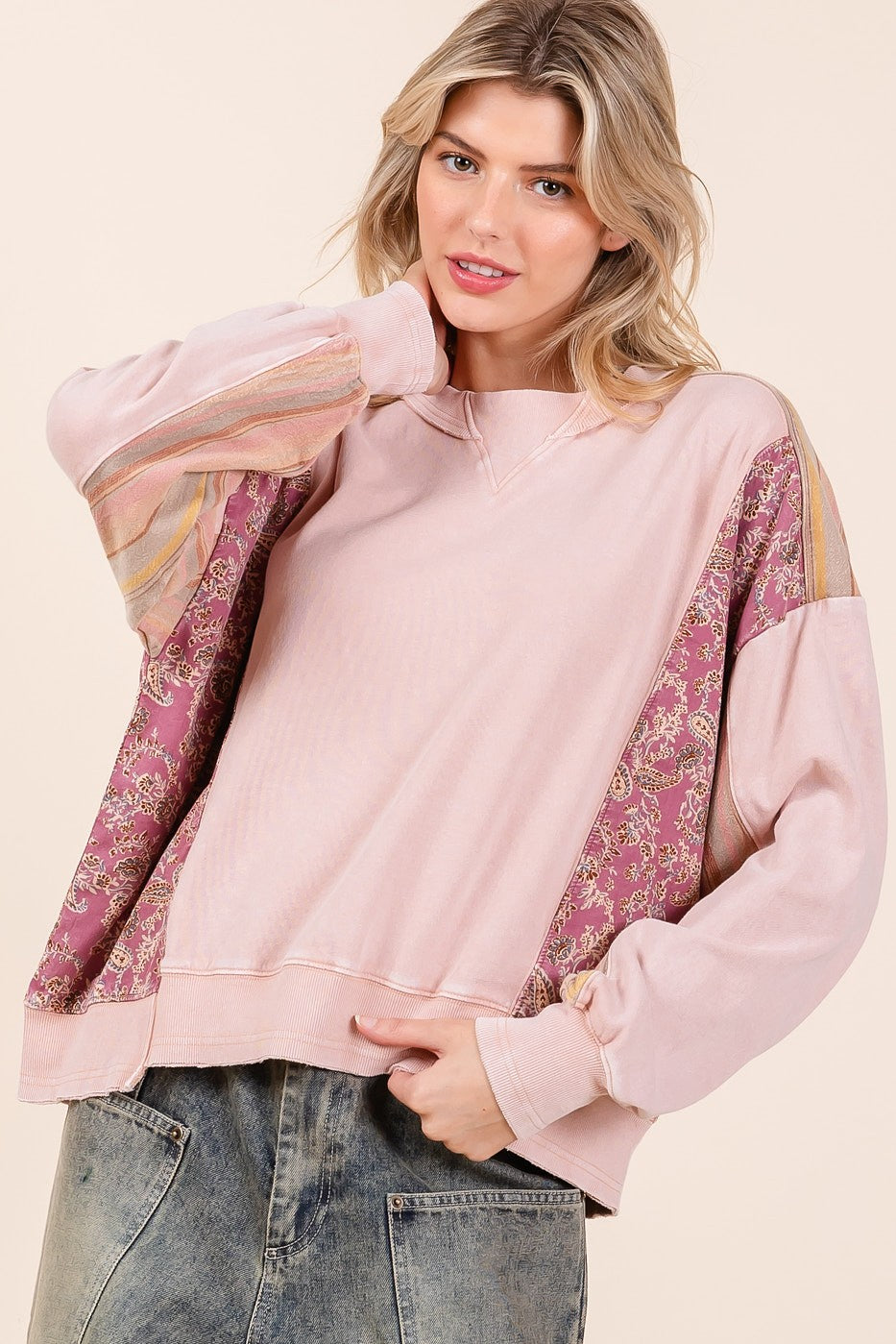 Patchwork French Terry Pullover