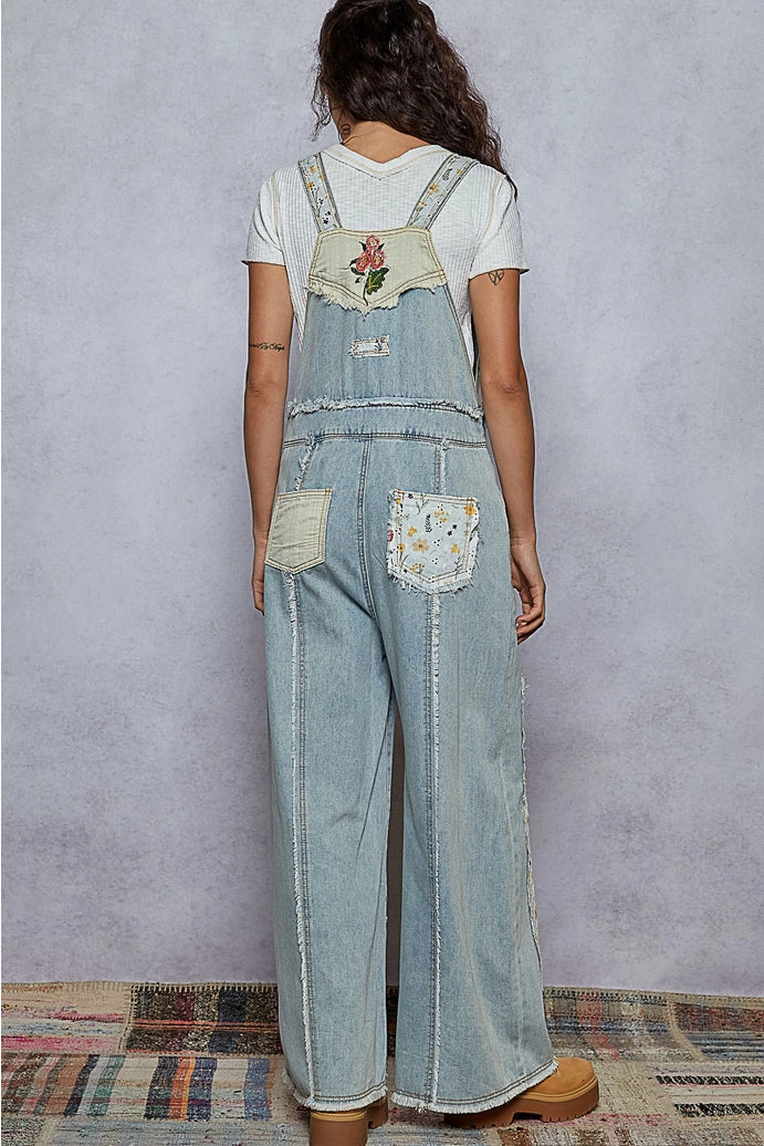 Patchwork Floral Overalls