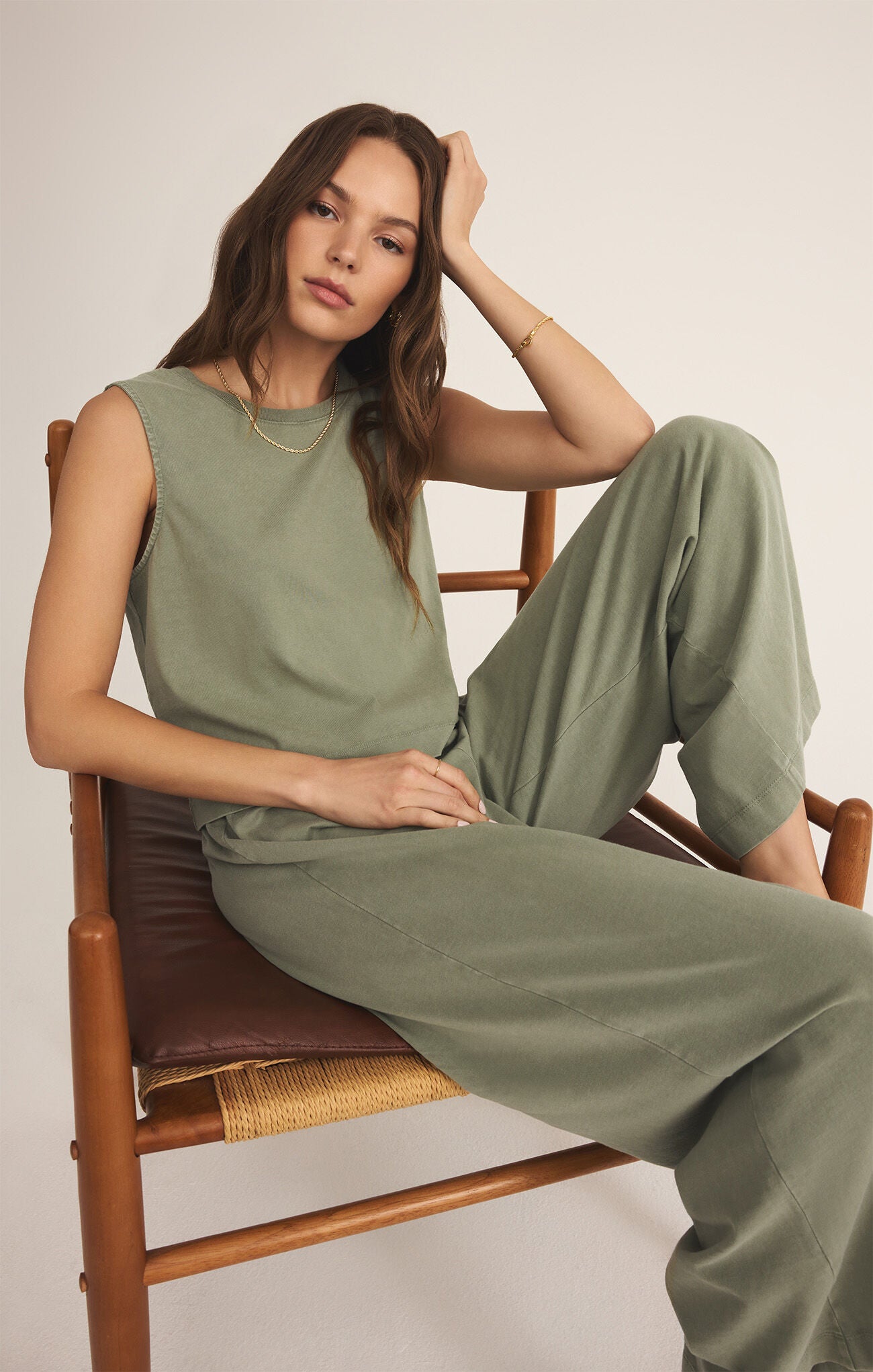Scout Jersey Flare Pant in Avocado