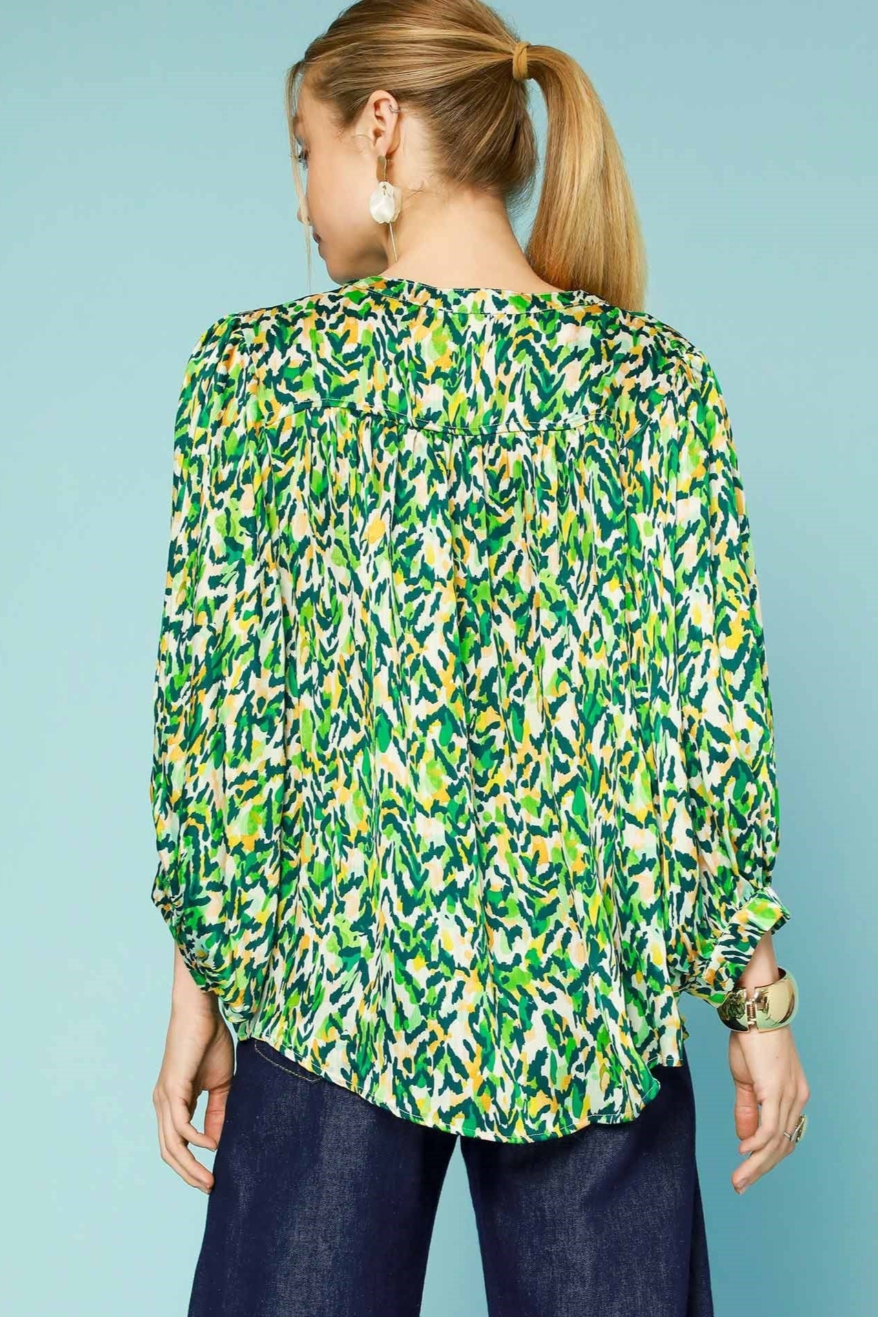 Split Neck Oversized Blouse