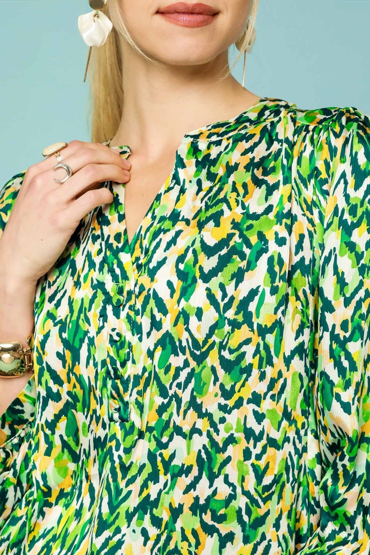 Split Neck Oversized Blouse