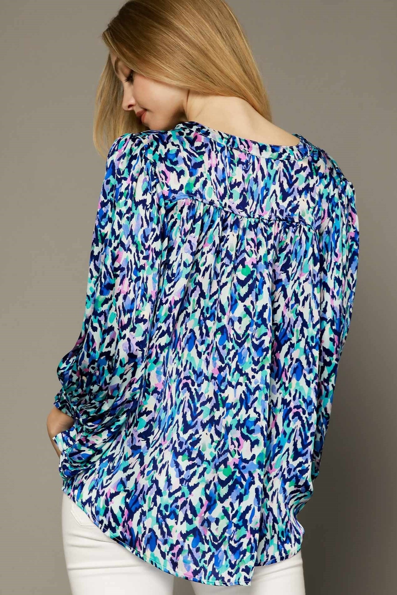 Split Neck Oversized Blouse