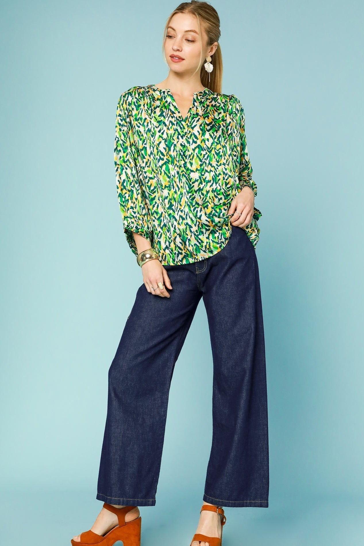 Split Neck Oversized Blouse