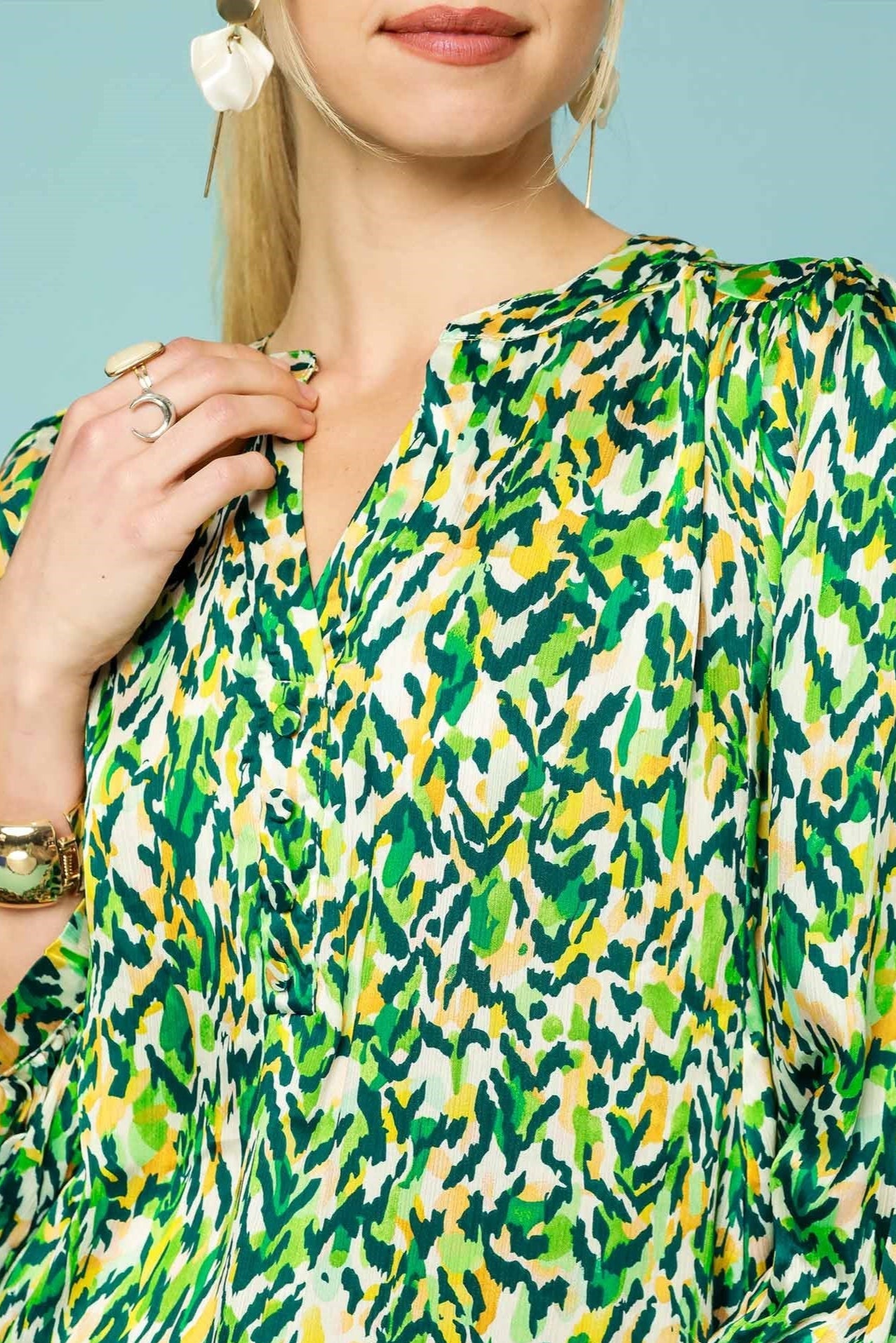 Split Neck Oversized Blouse