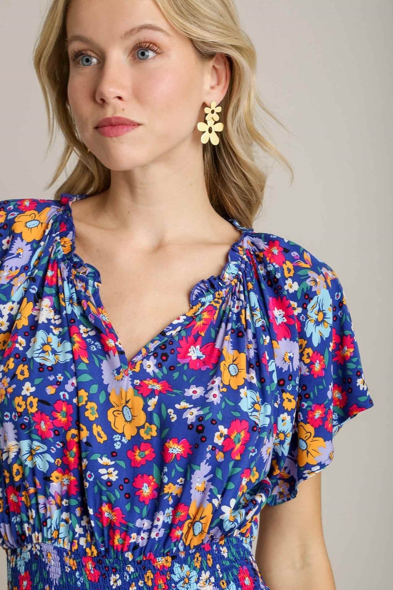 Floral Flutter Sleeve Dress