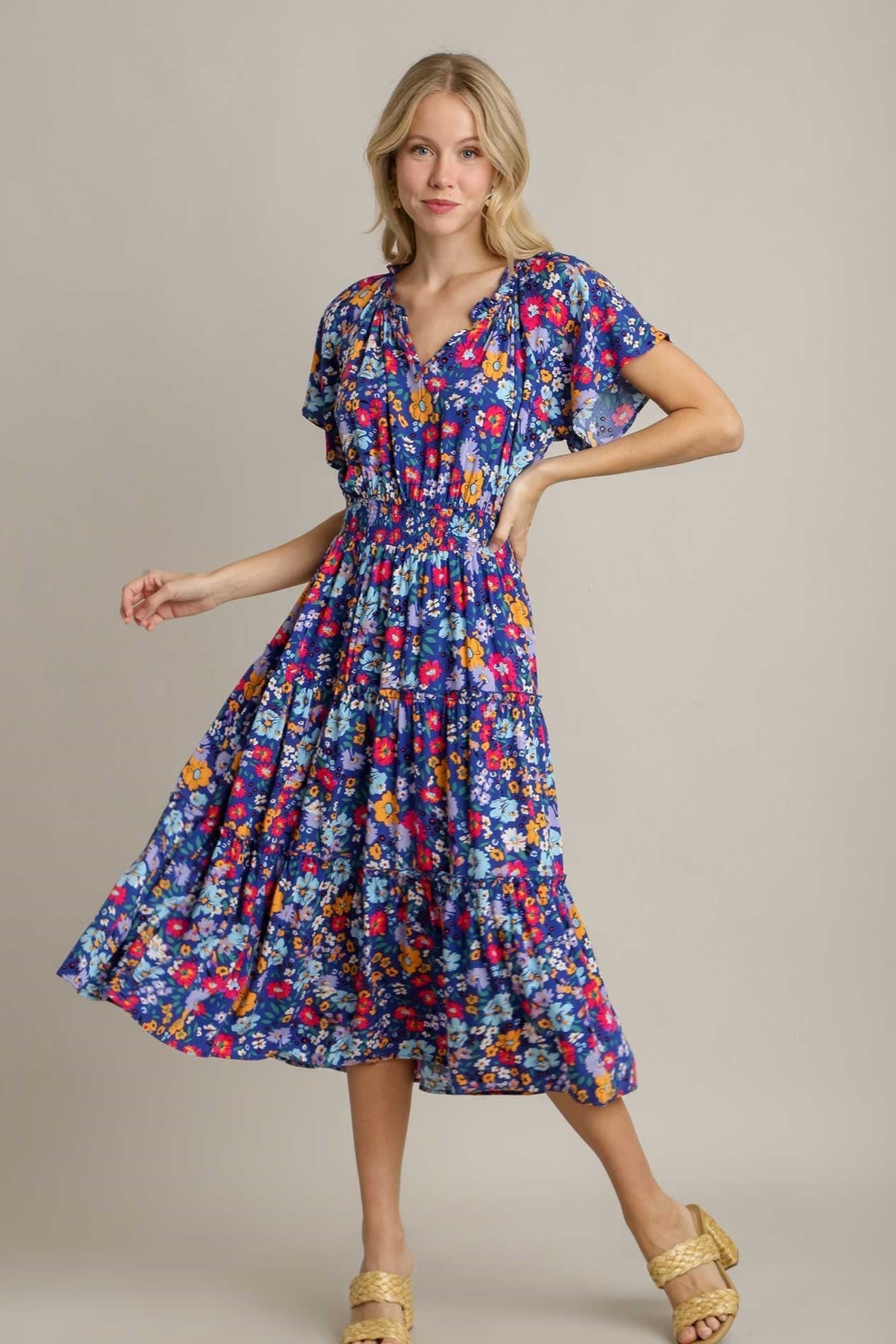 Floral Flutter Sleeve Dress