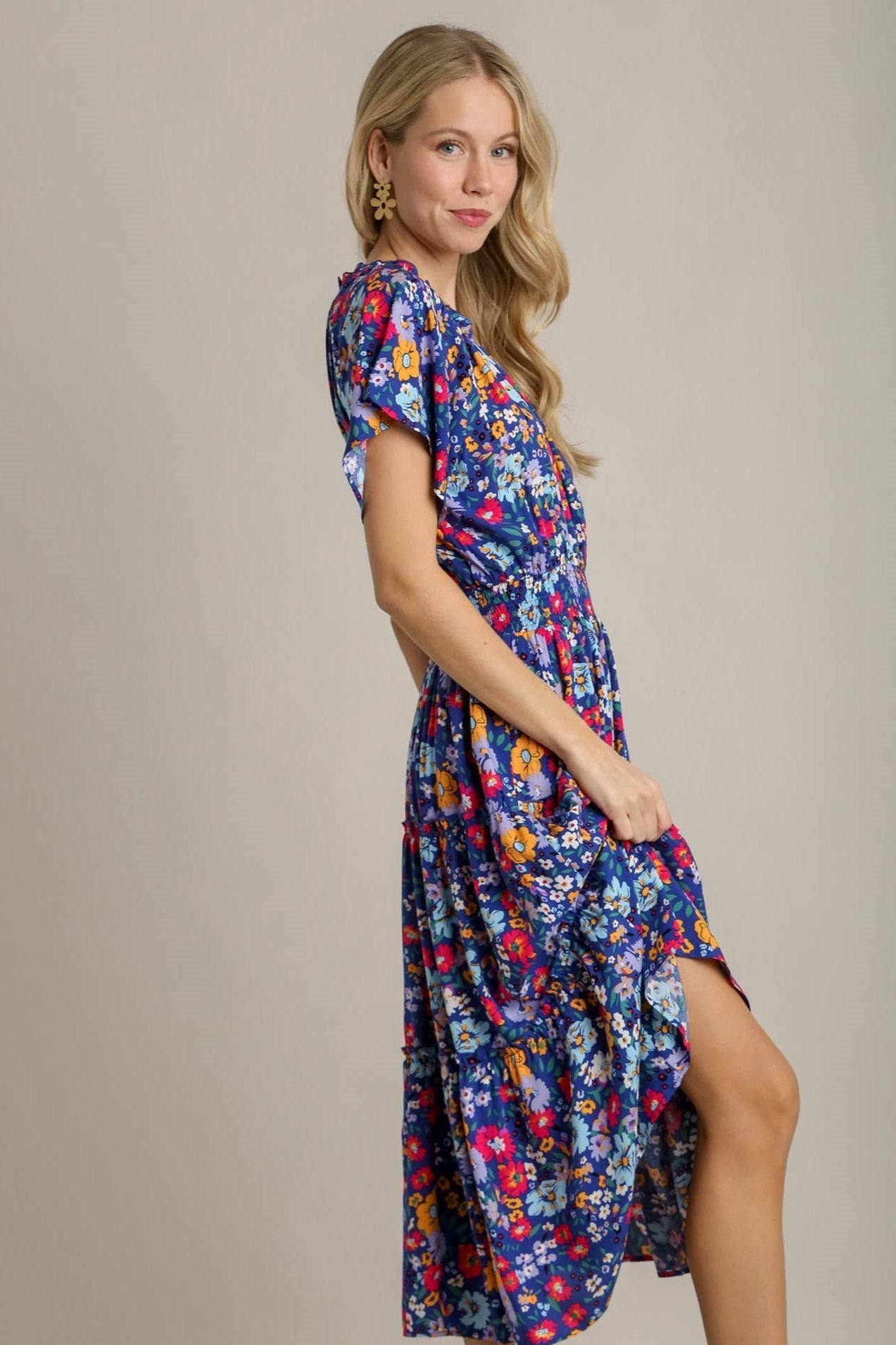 Floral Flutter Sleeve Dress