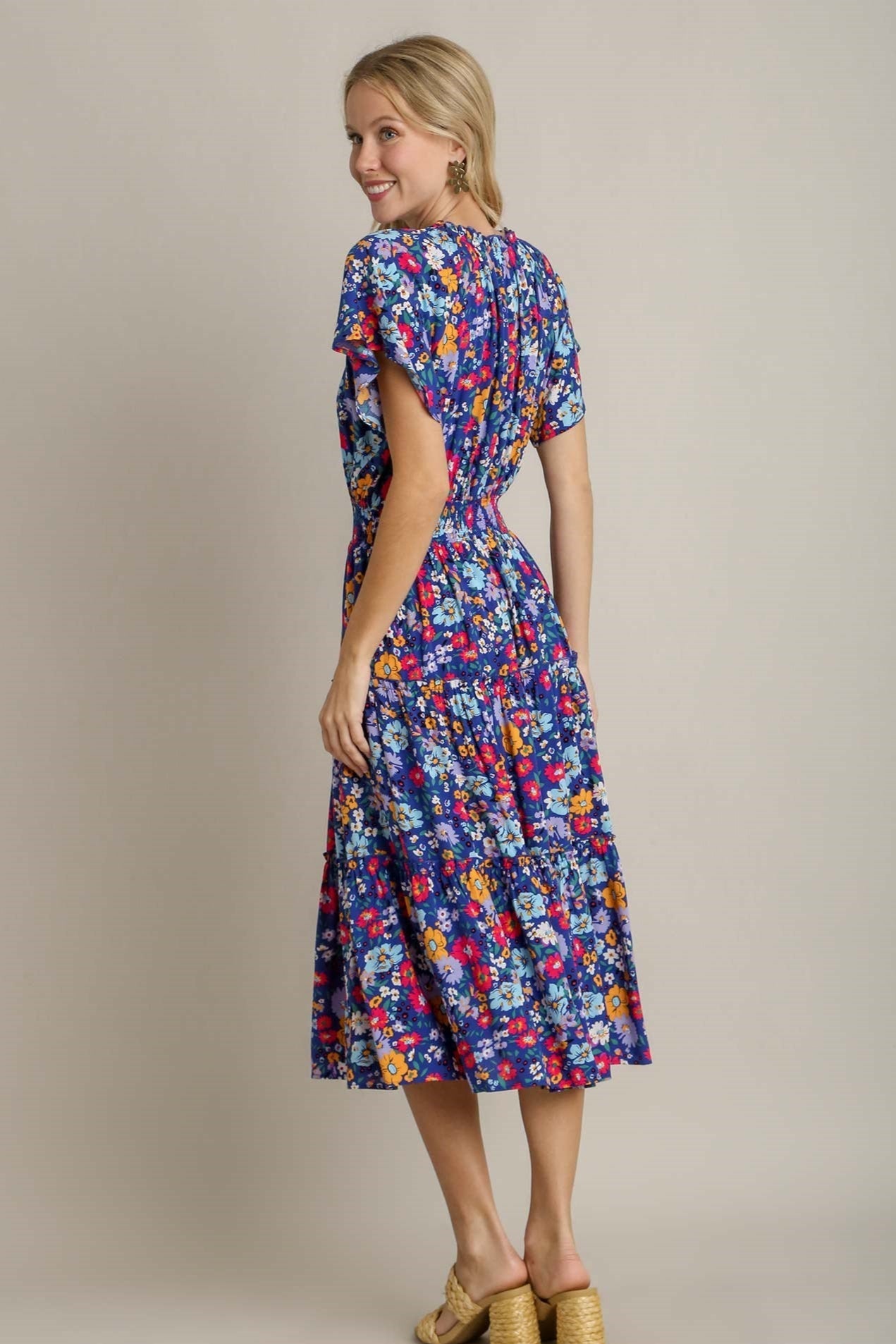 Floral Flutter Sleeve Dress