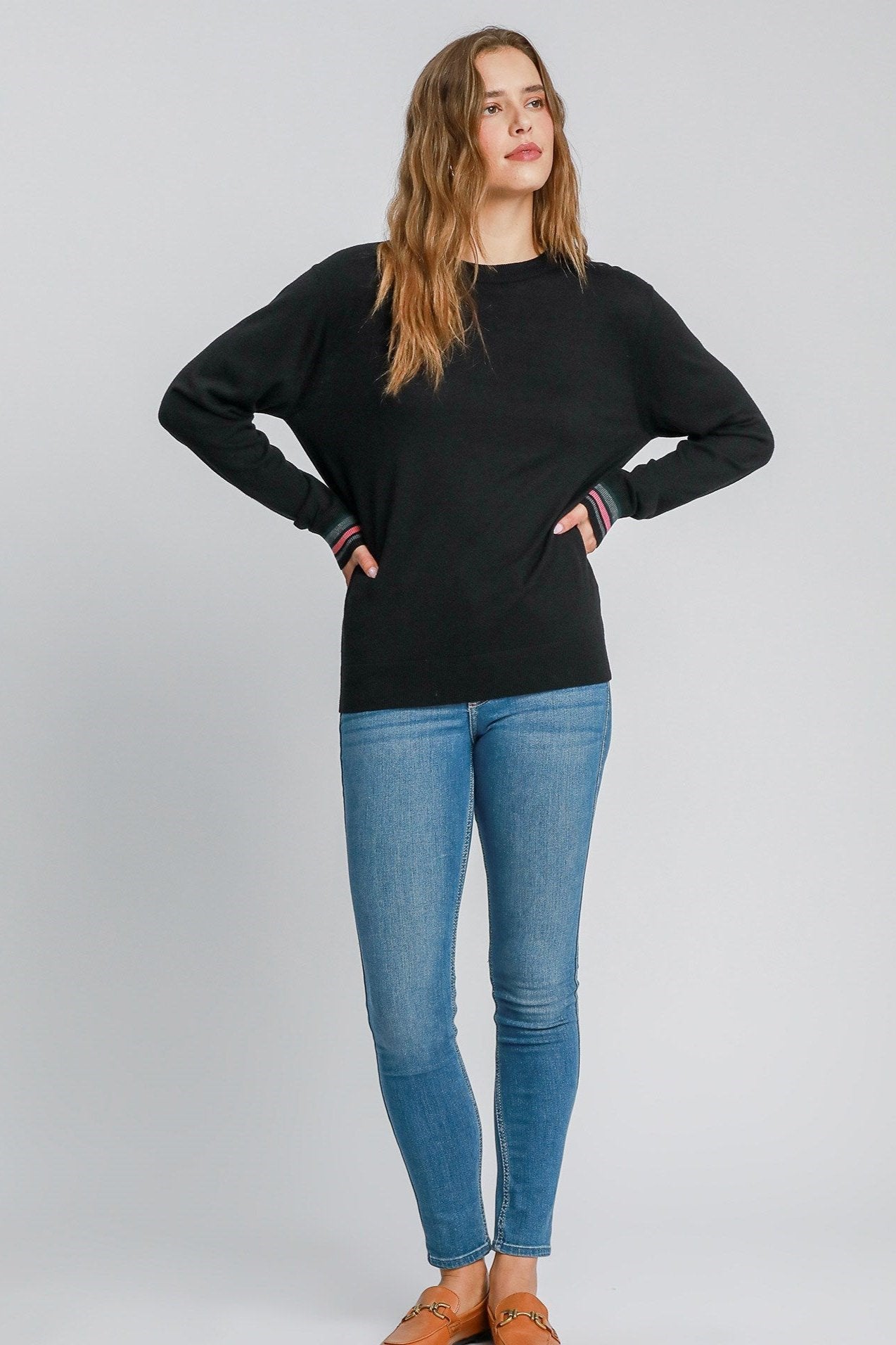 Wool Blend Crew Neck Sweater