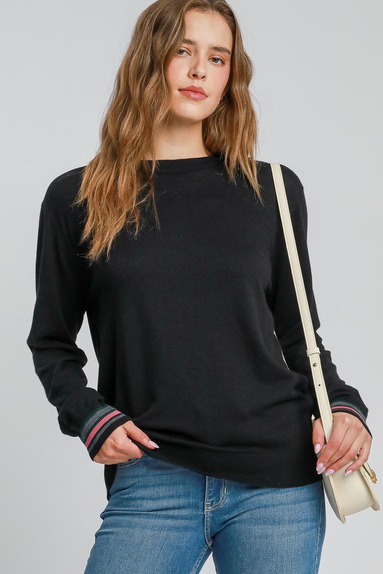 Wool Blend Crew Neck Sweater