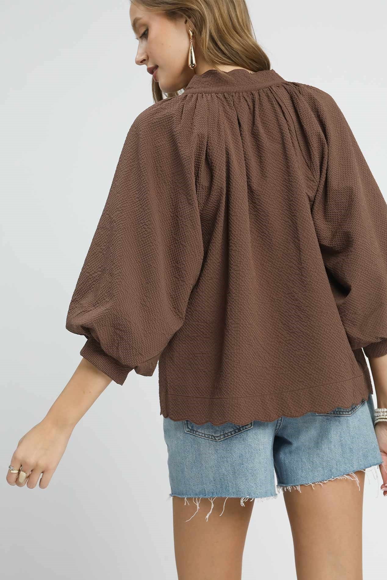 Textured V-Neck Blouse
