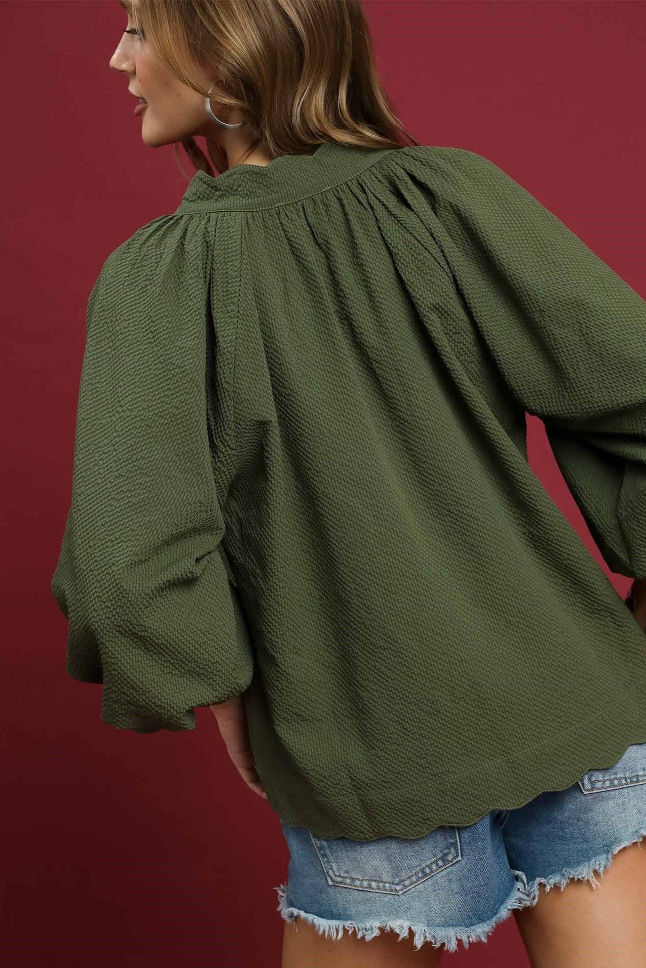 Textured V-Neck Blouse