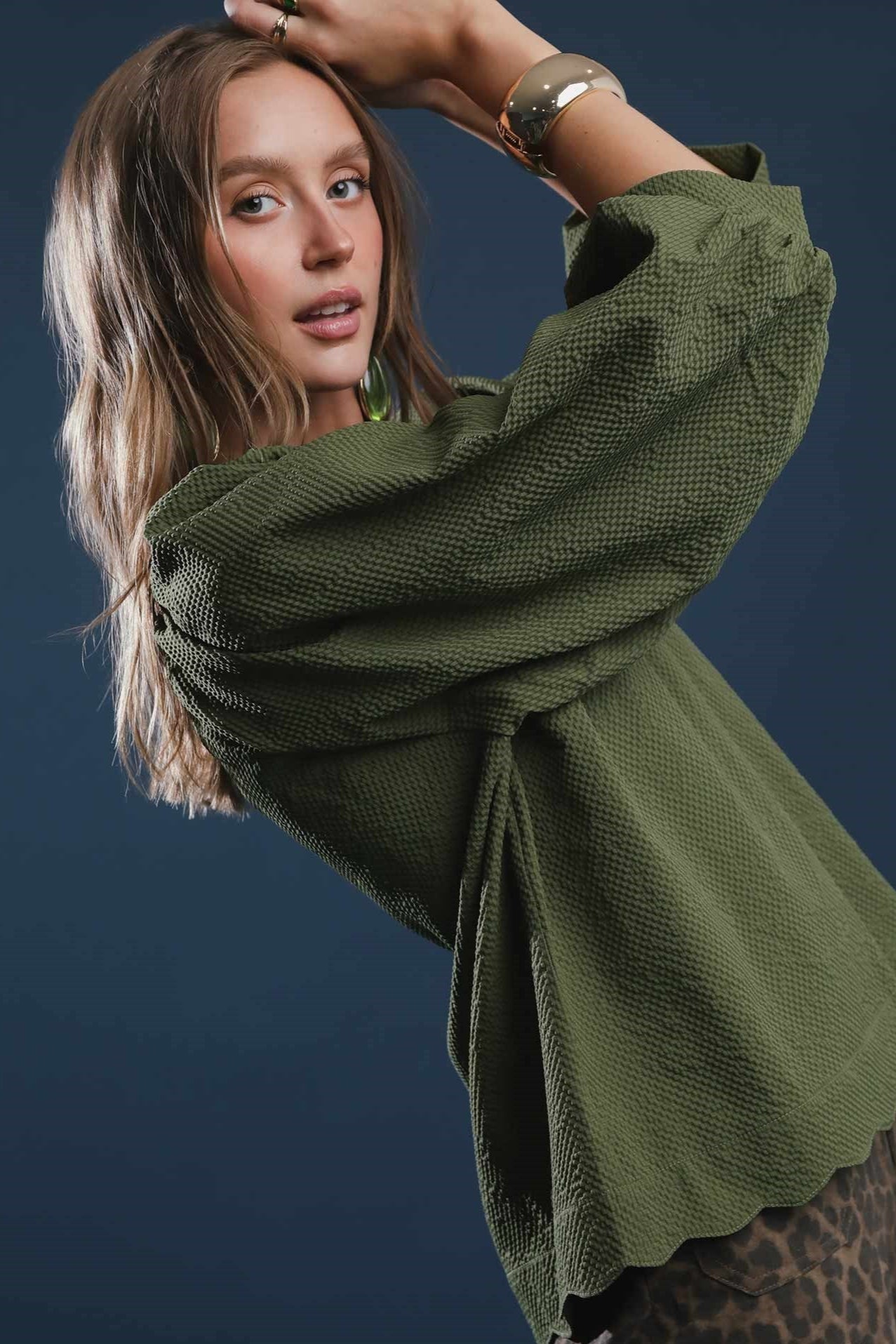 Textured V-Neck Blouse