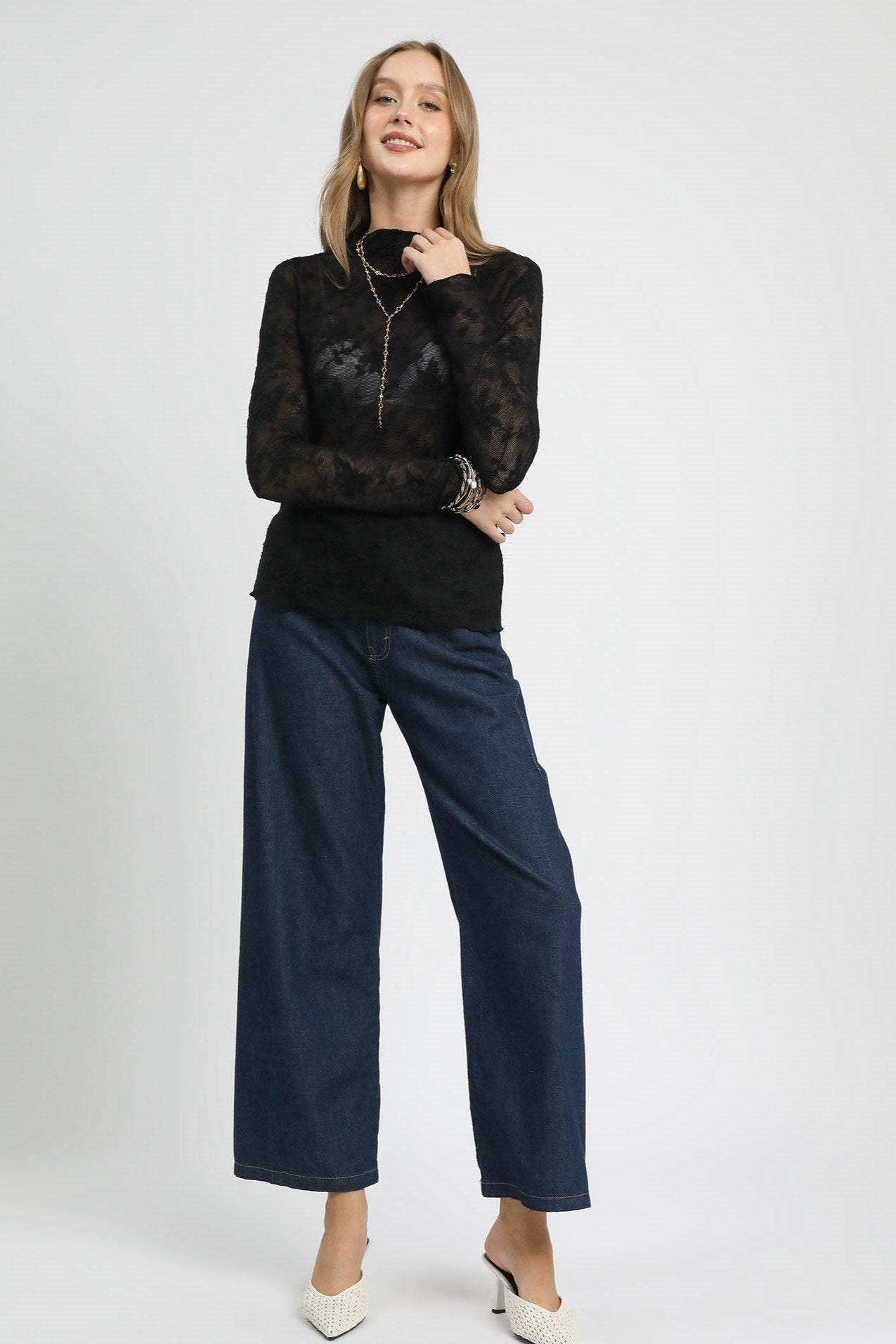Sheer Lace Long Sleeve Top