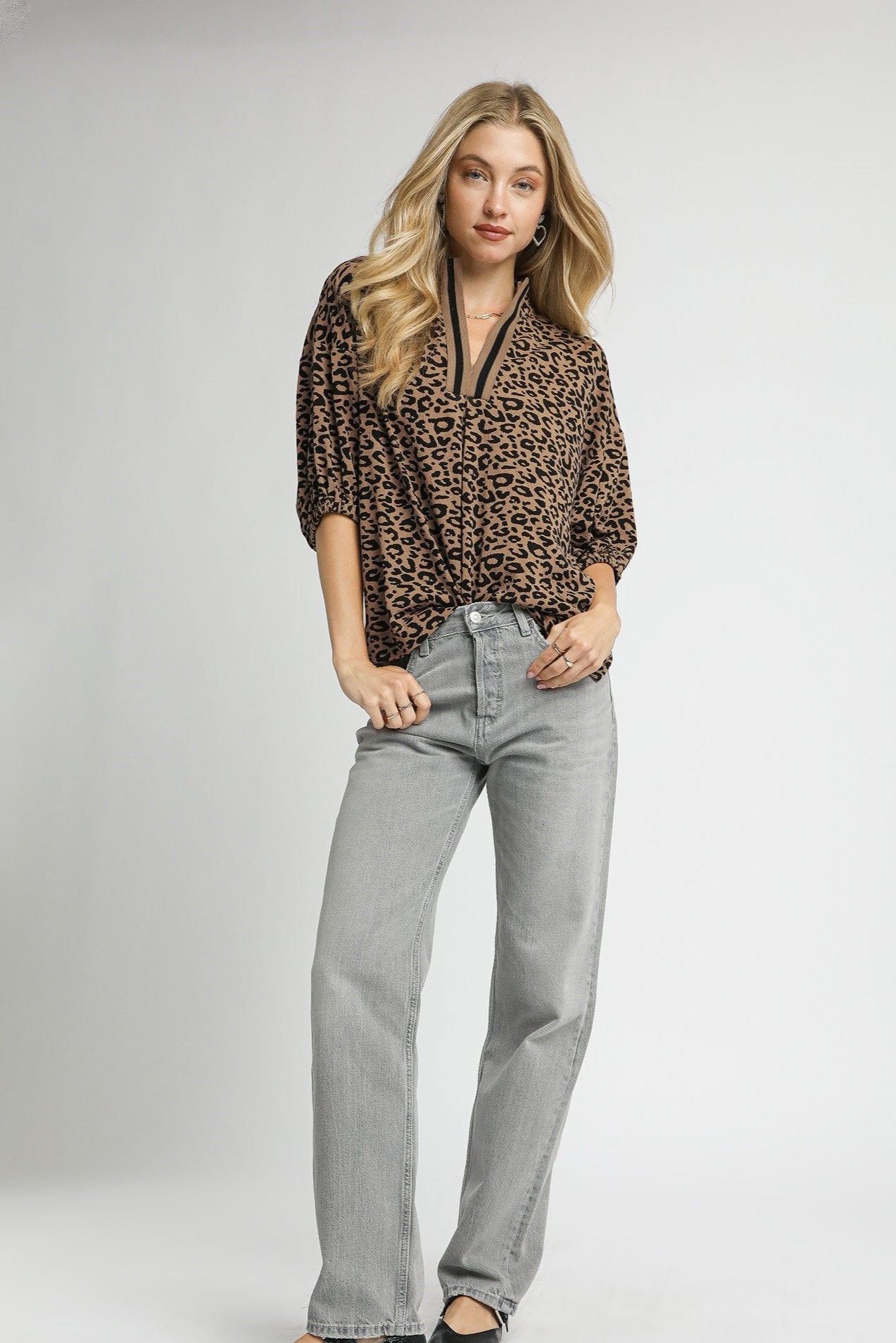 Jacquard Animal Print Blouse
