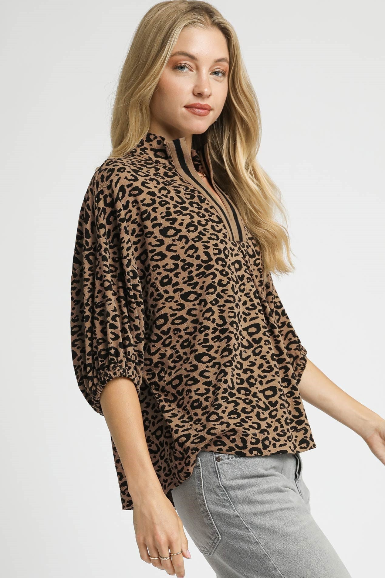 Jacquard Animal Print Blouse