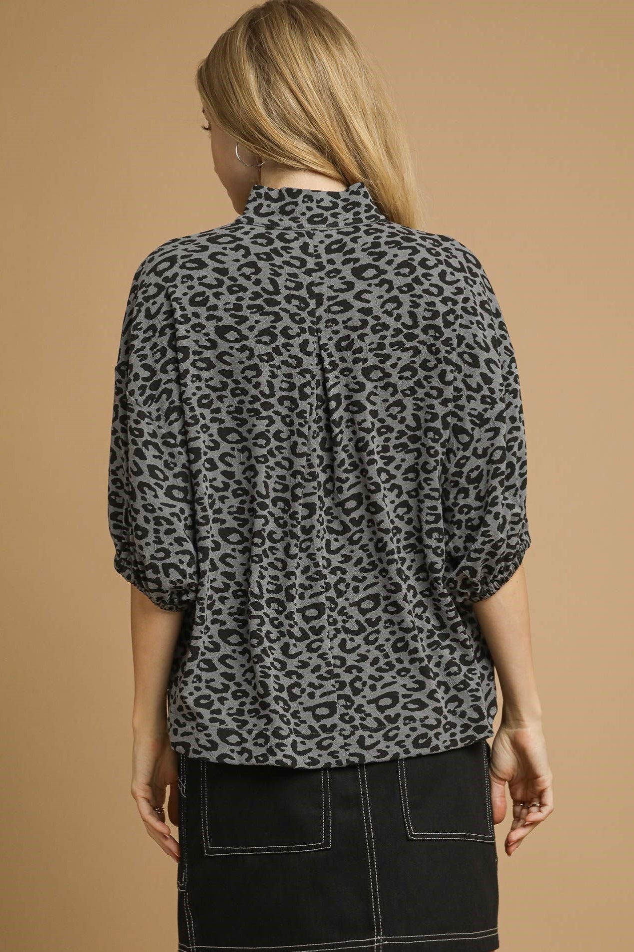 Jacquard Animal Print Blouse