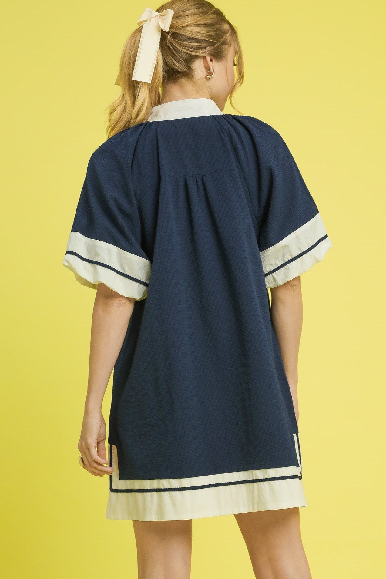 V-Neck Lantern Sleeve Dress