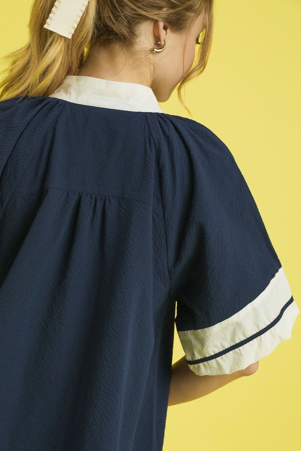V-Neck Lantern Sleeve Dress