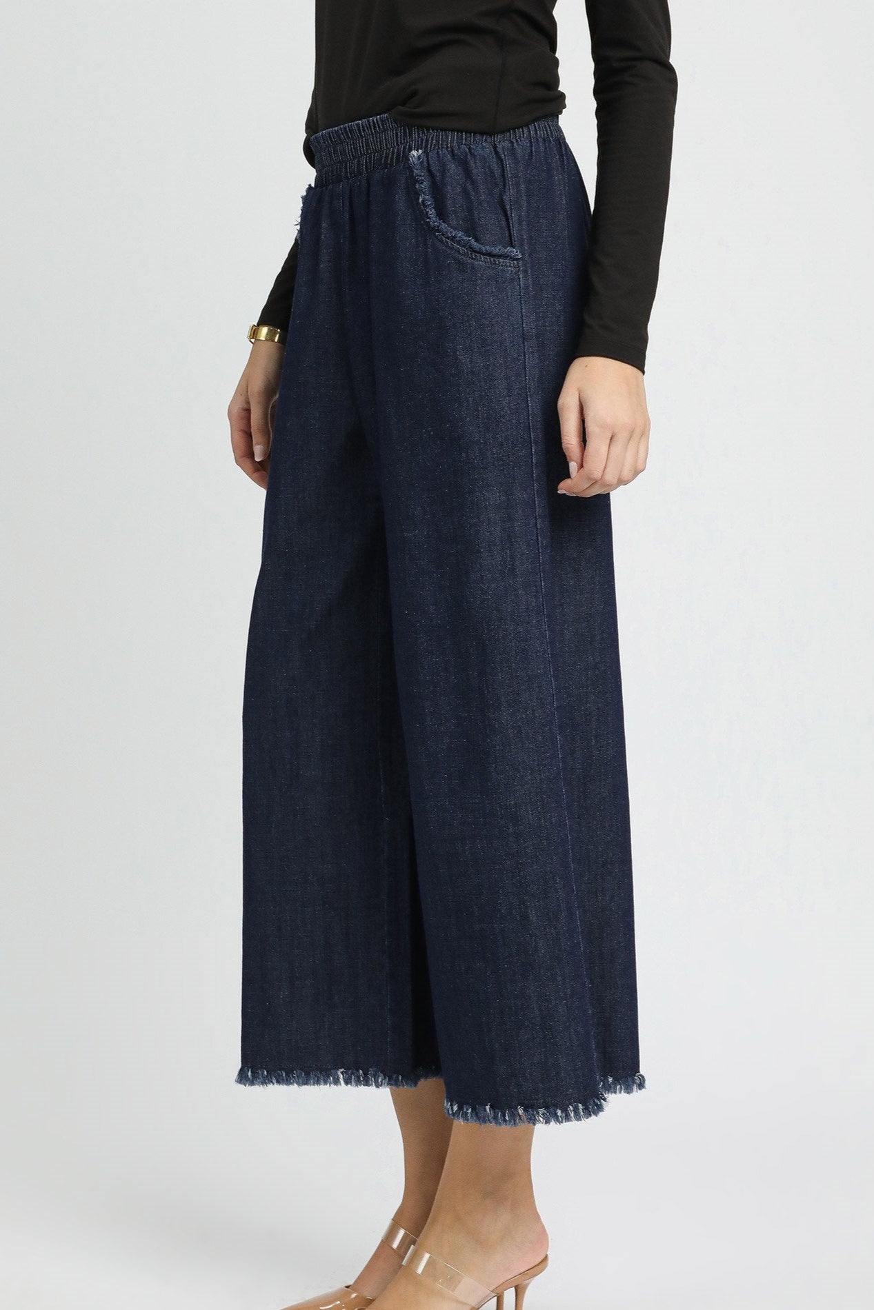 Denim Fringe Pants