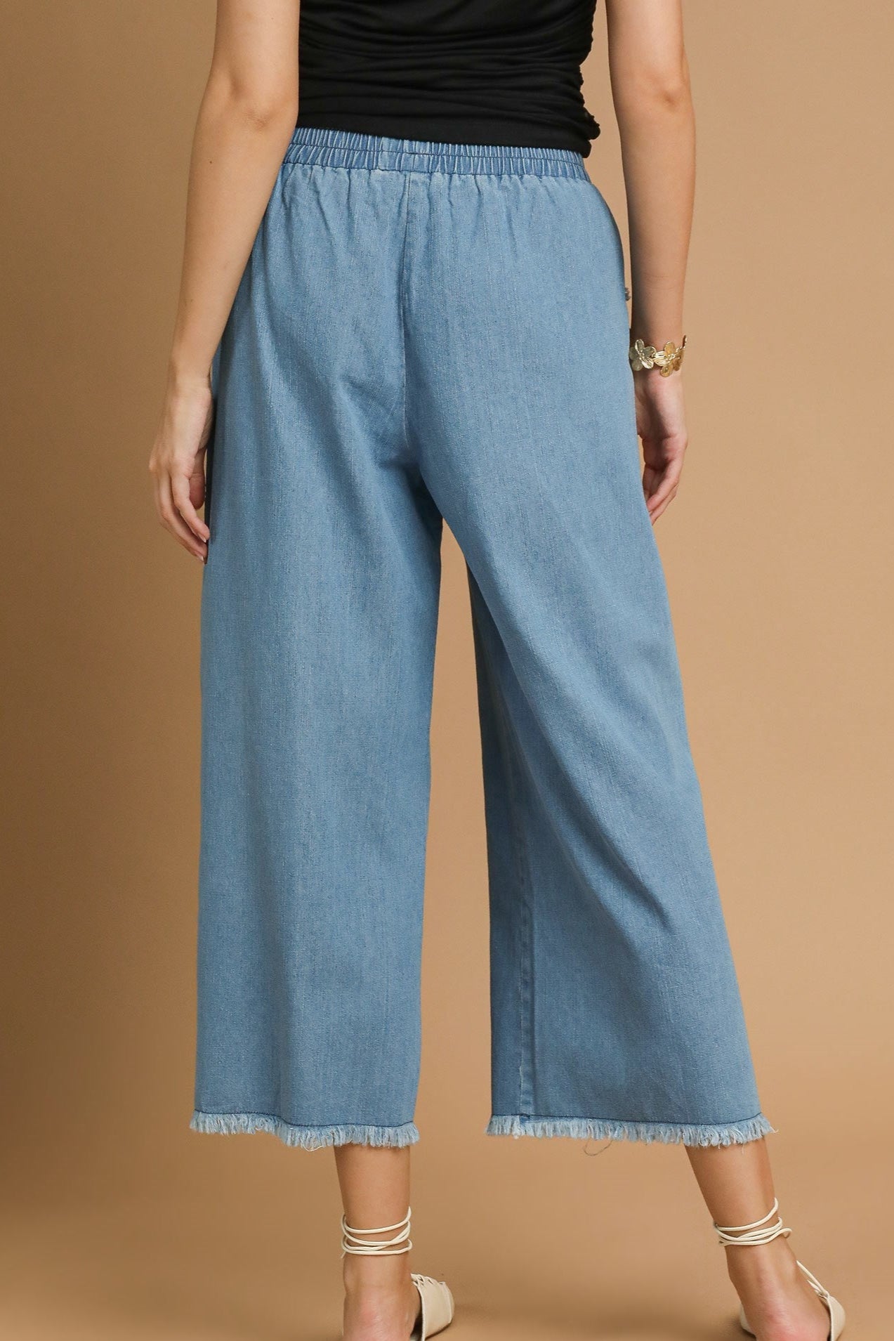 Denim Fringe Pants