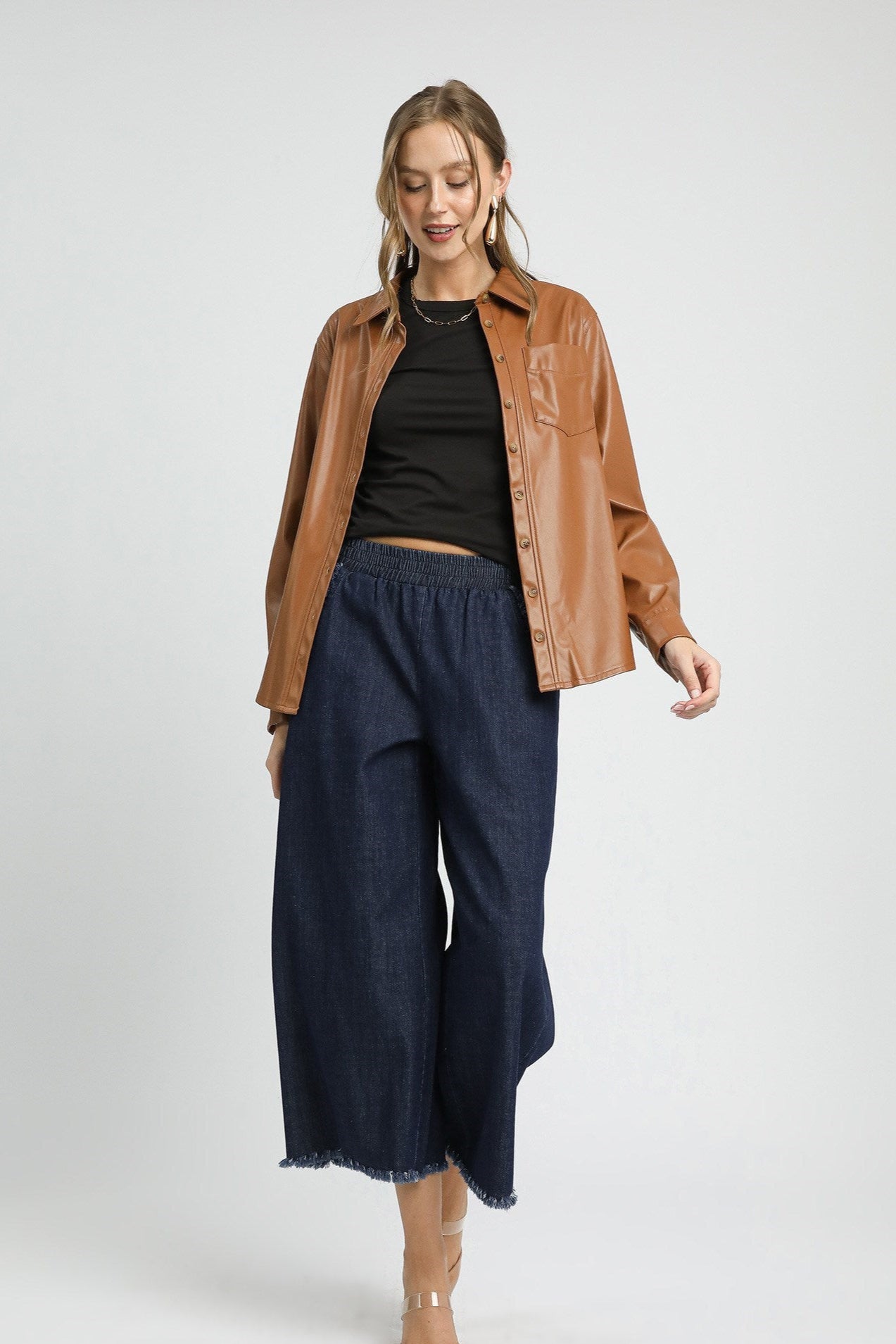 Denim Fringe Pants