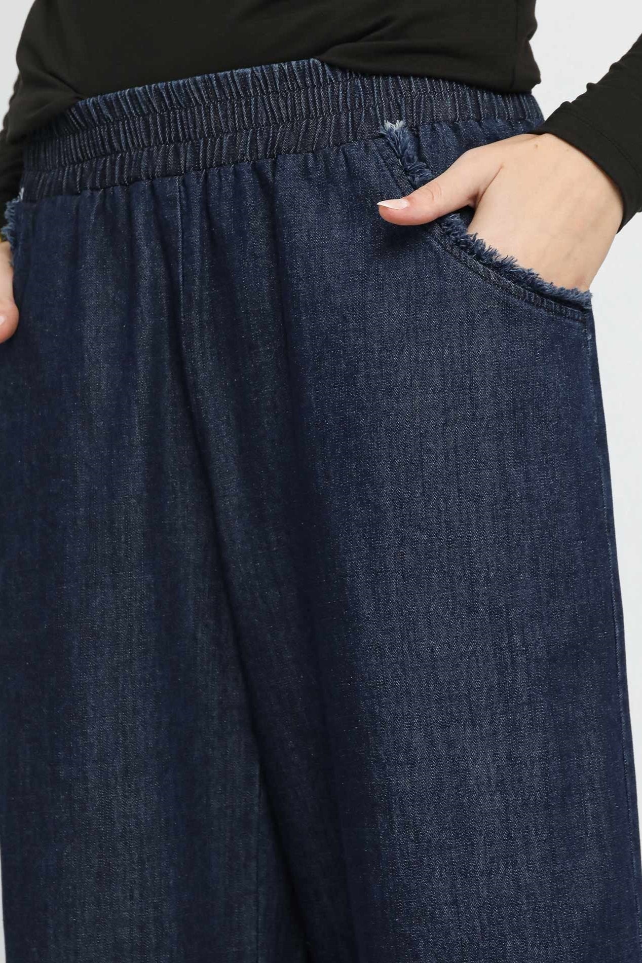Denim Fringe Pants