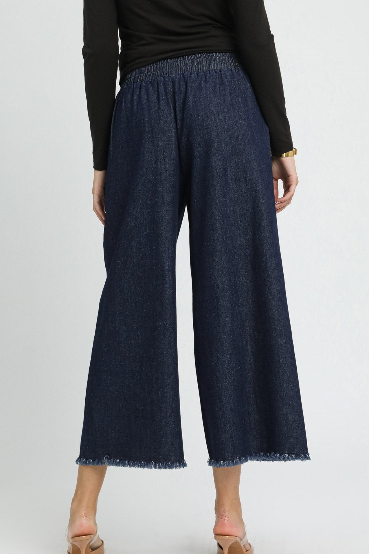 Denim Fringe Pants
