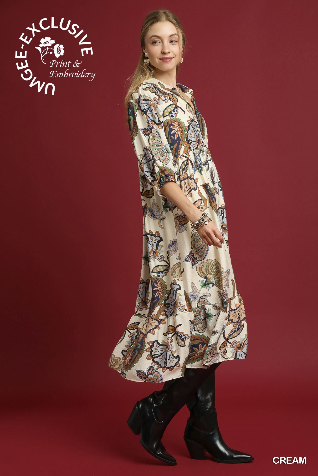 Boho Paisley Midi Dress