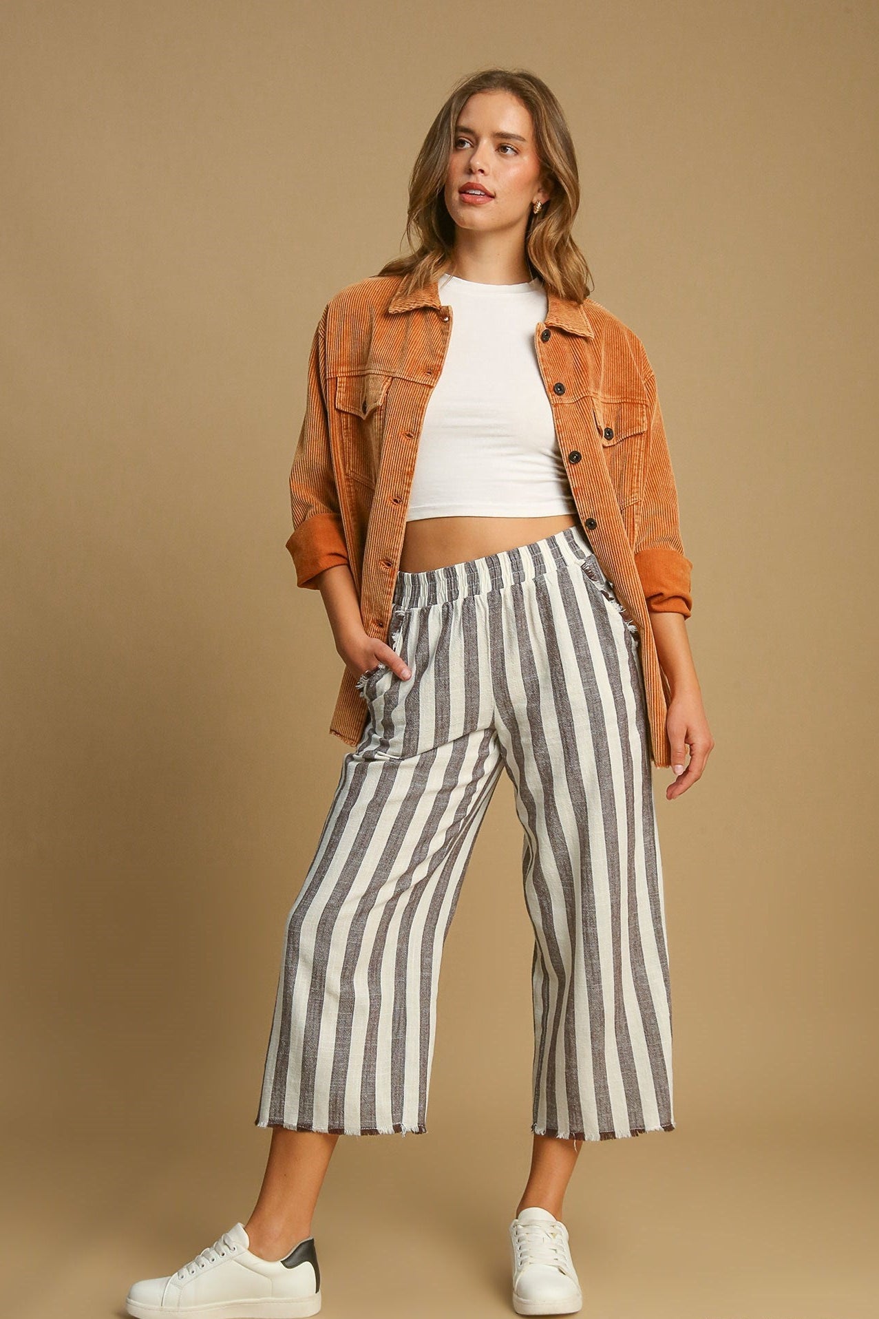 Wide Leg Linen Stripe
