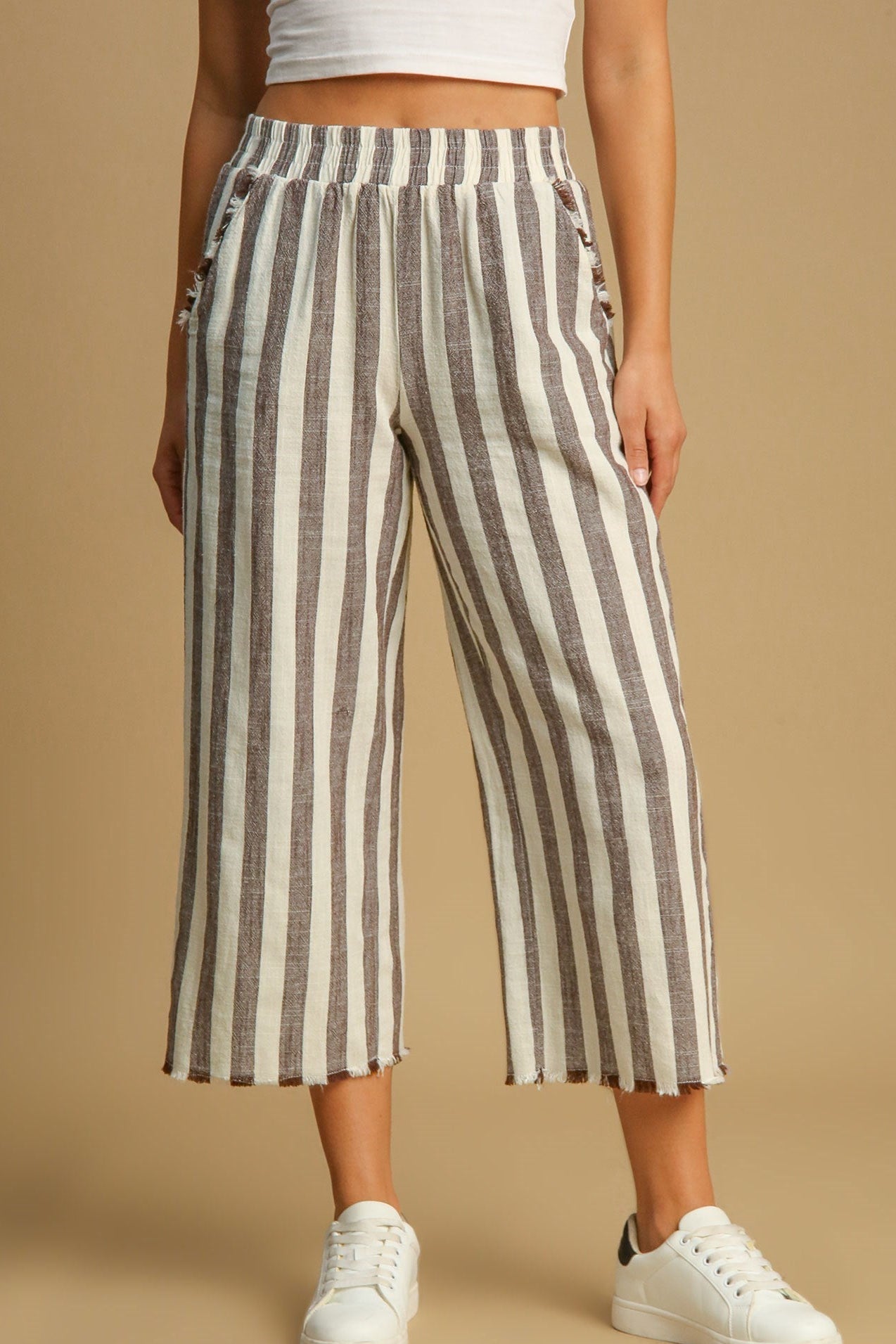 Wide Leg Linen Stripe